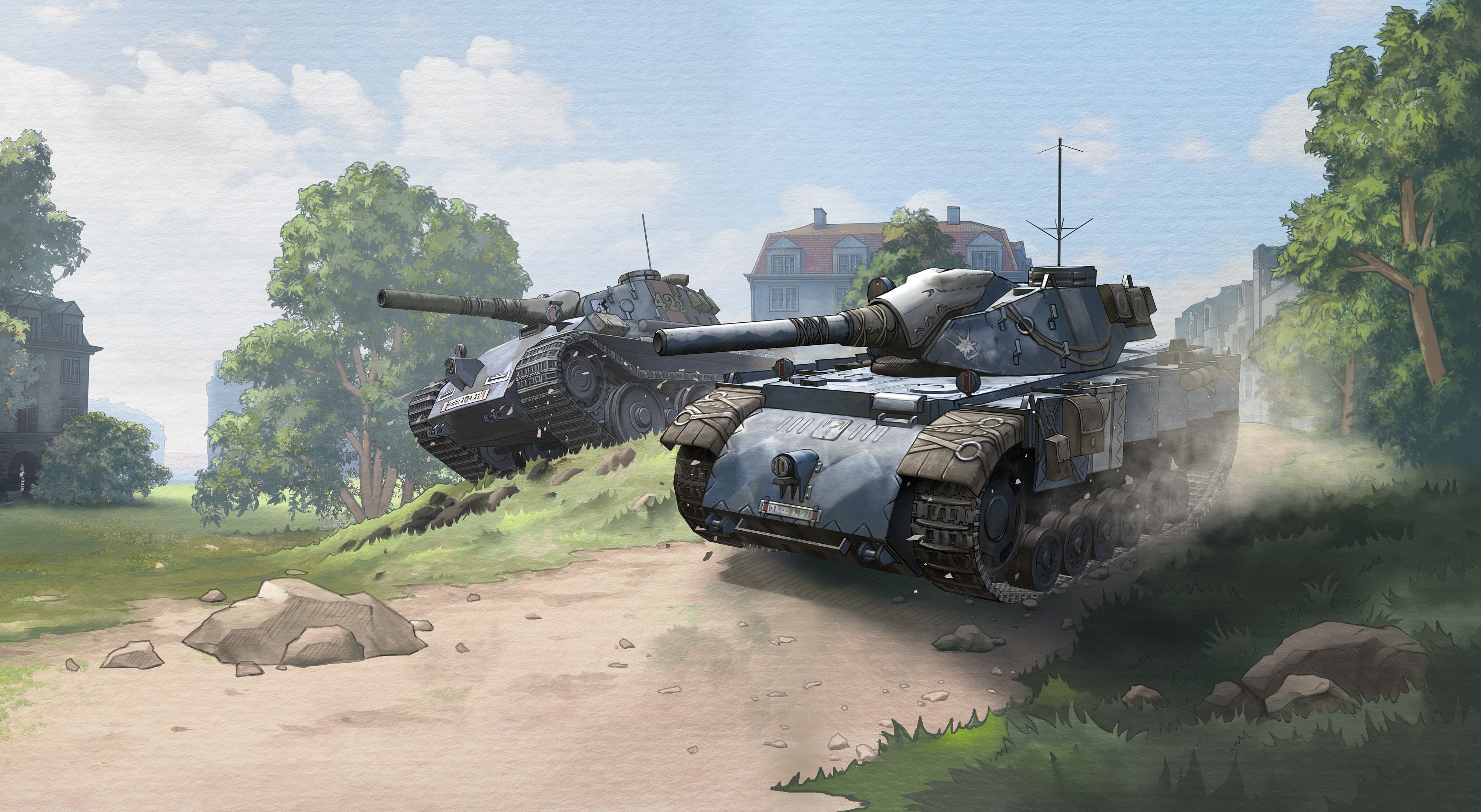 4K video game art of tanks from Valkyria Chronicles HD Wallpaper