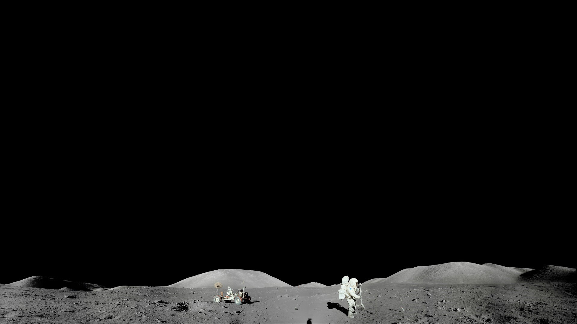 Astronaut and lunar rover on the Moon HD Wallpaper