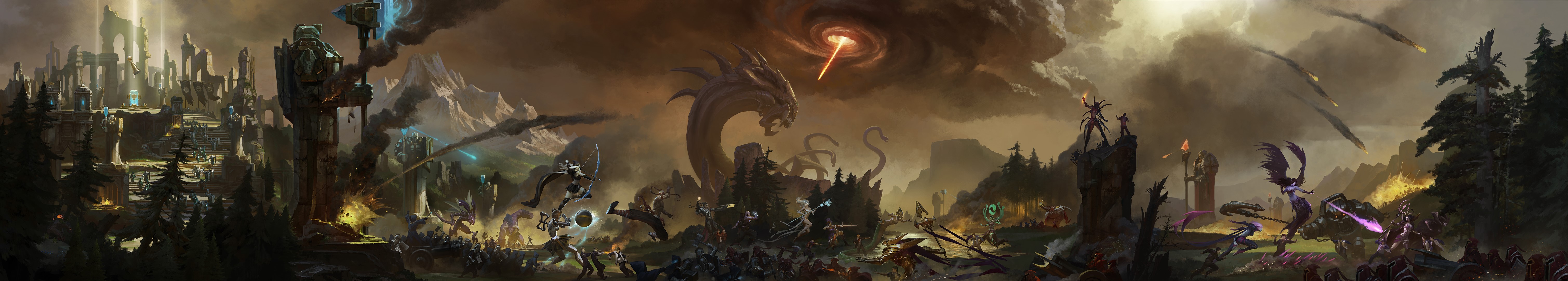 4K League of Legends game art panorama HD Wallpaper