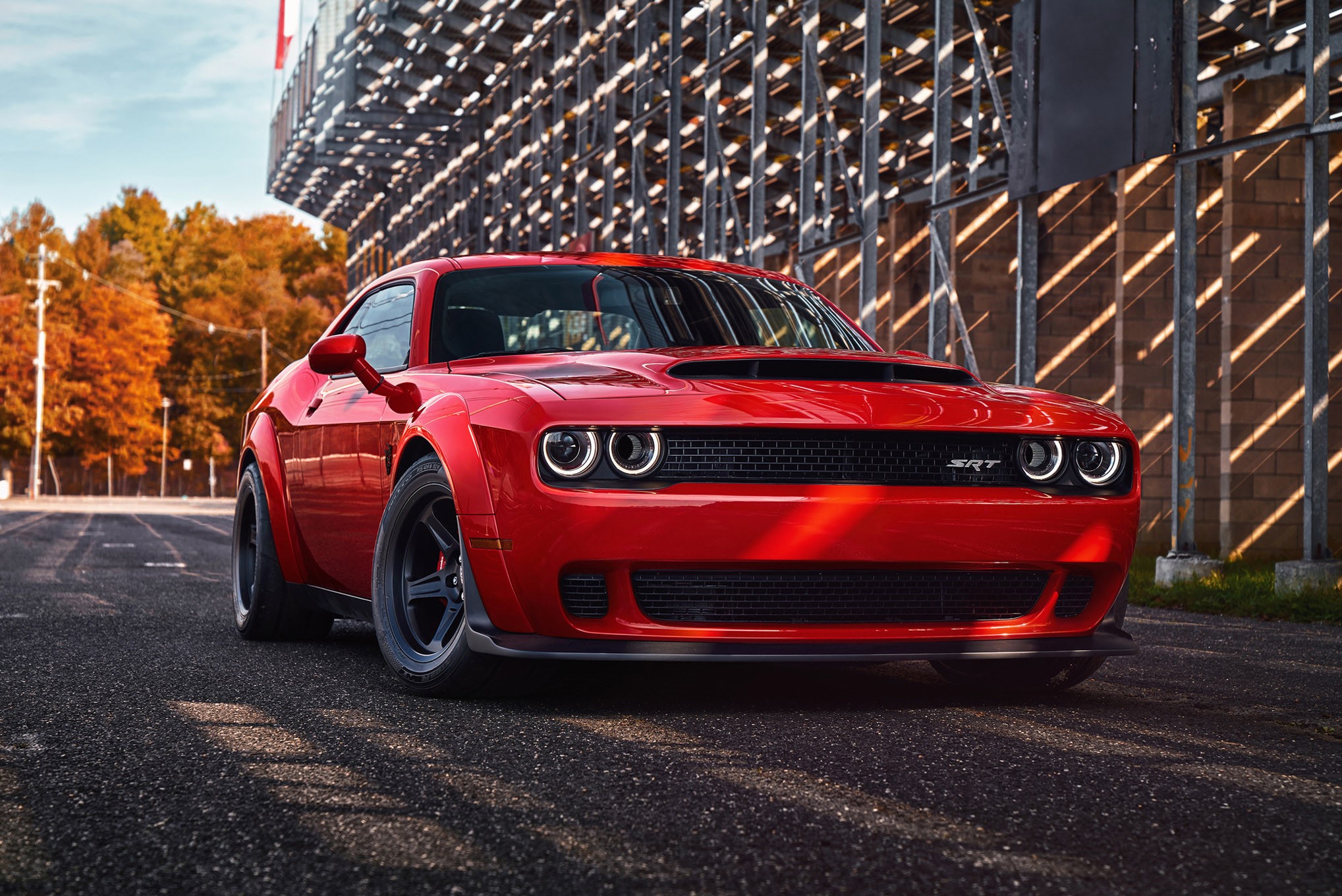 Red Dodge Challenger SRT Hellcat Widebody HD Wallpaper