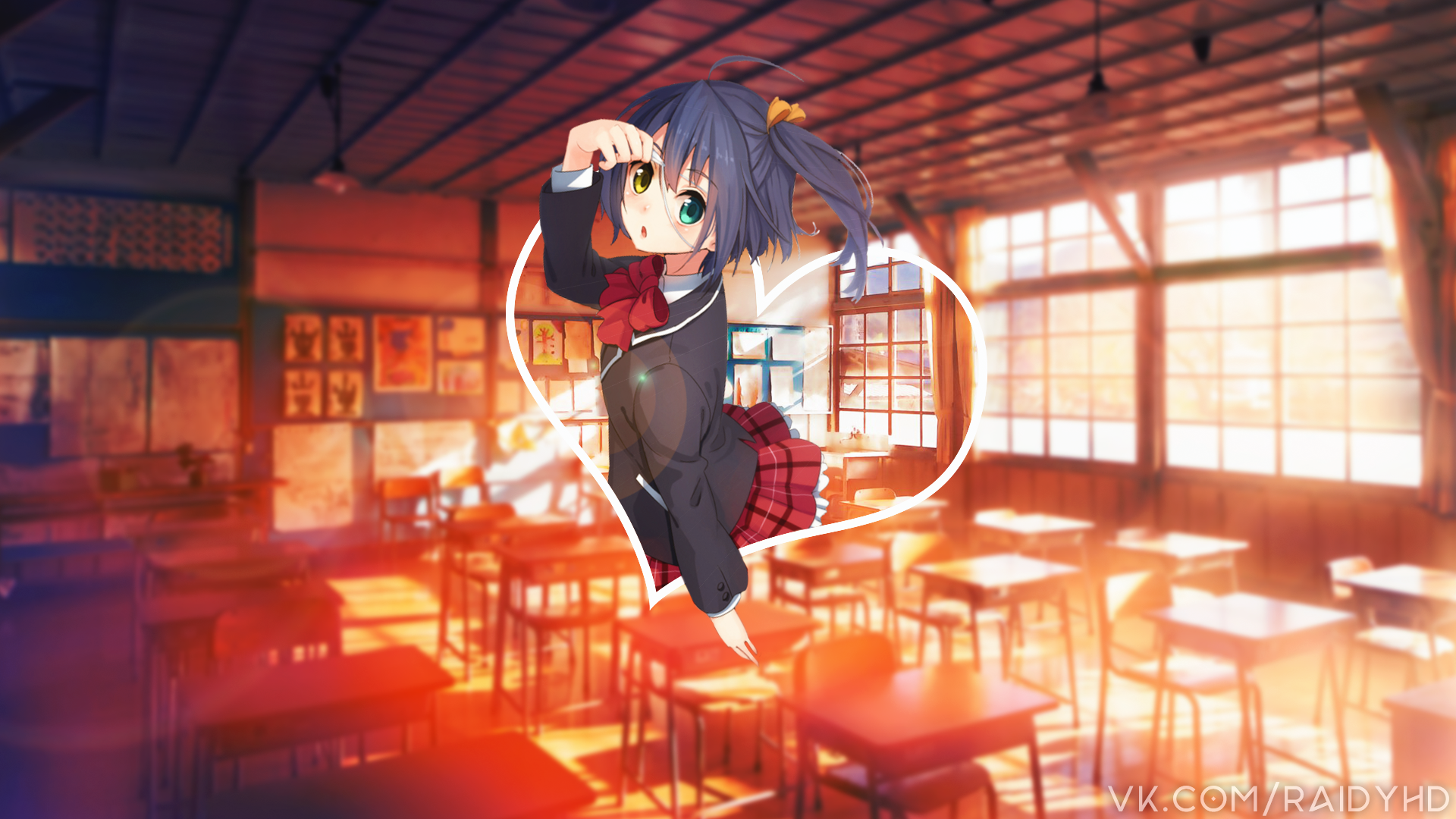 Takanashi Rikka from Chuunibyou demo Koi ga Shitai! in a classroom HD Wallpaper
