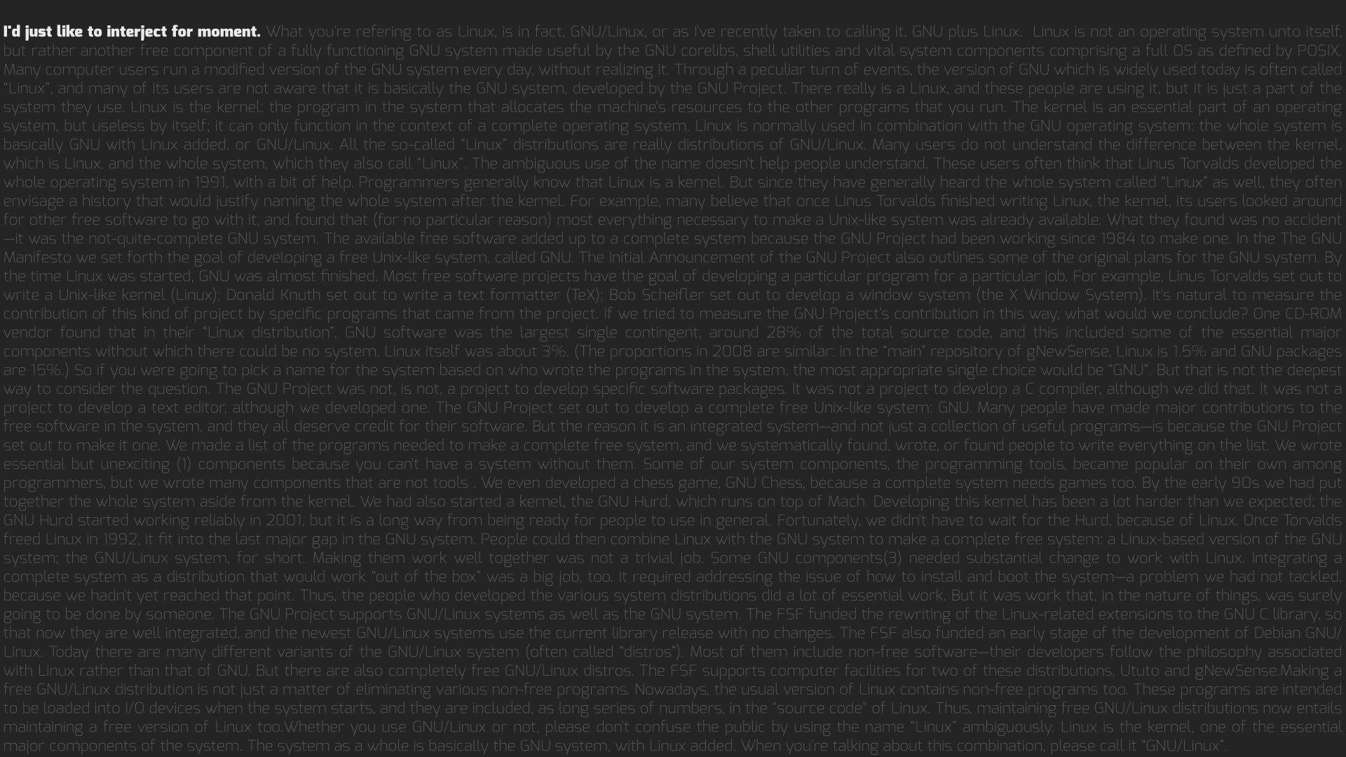 Text about GNU and Linux operating systems HD Wallpaper