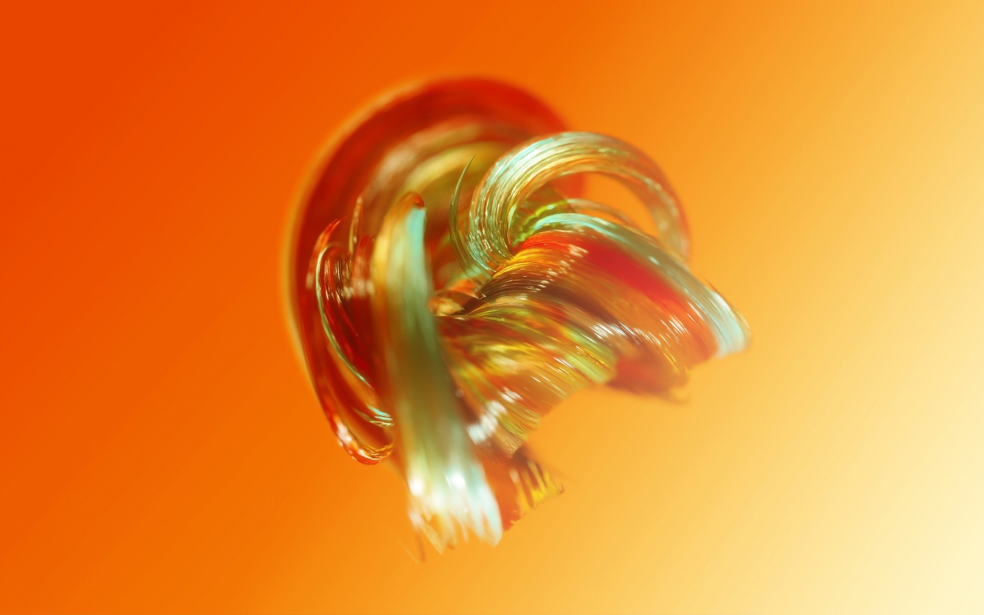 Abstract digital art render with orange background HD Wallpaper