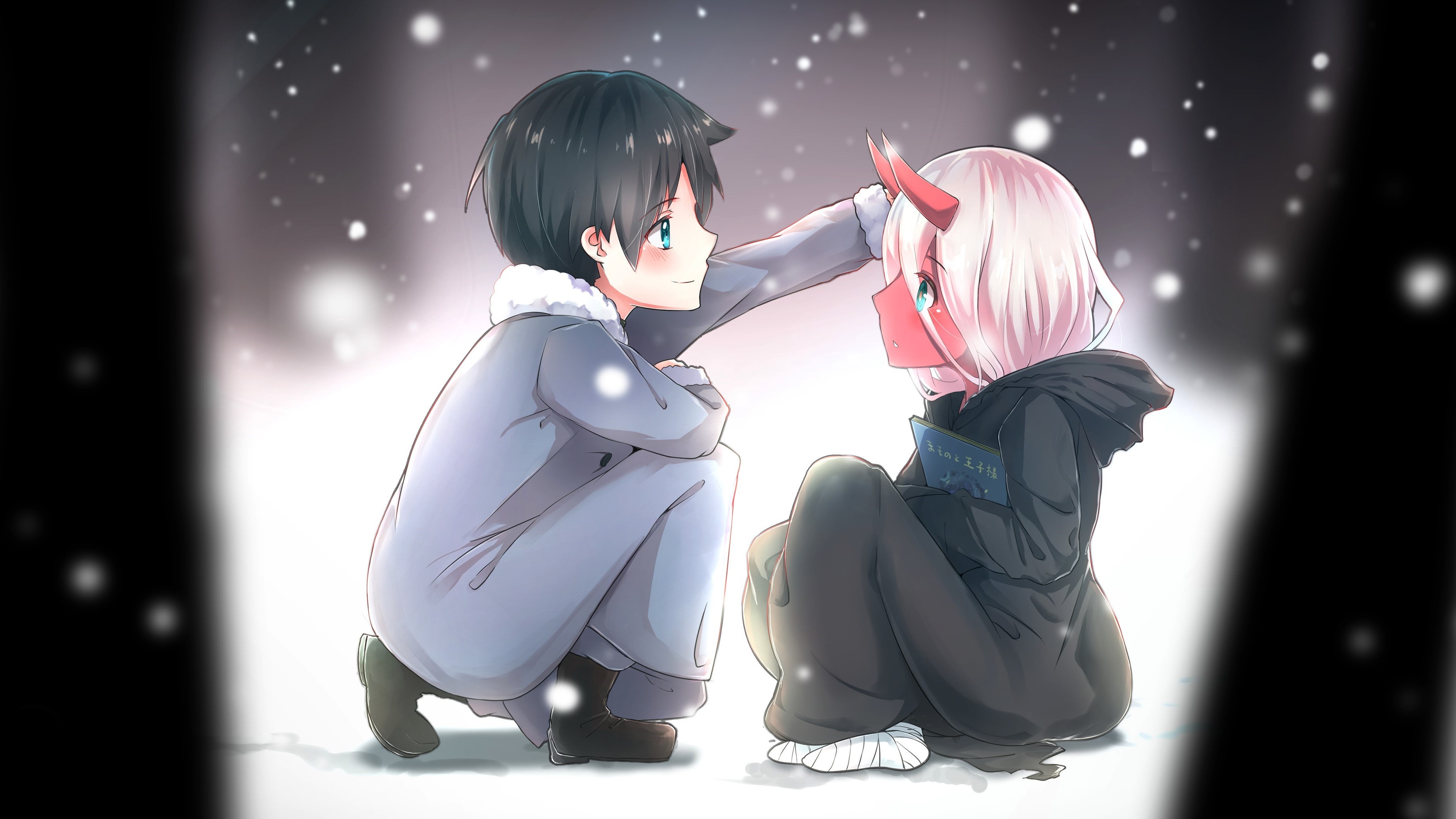 Zero Two and Hiro from Darling in the FranXX in snow HD Wallpaper