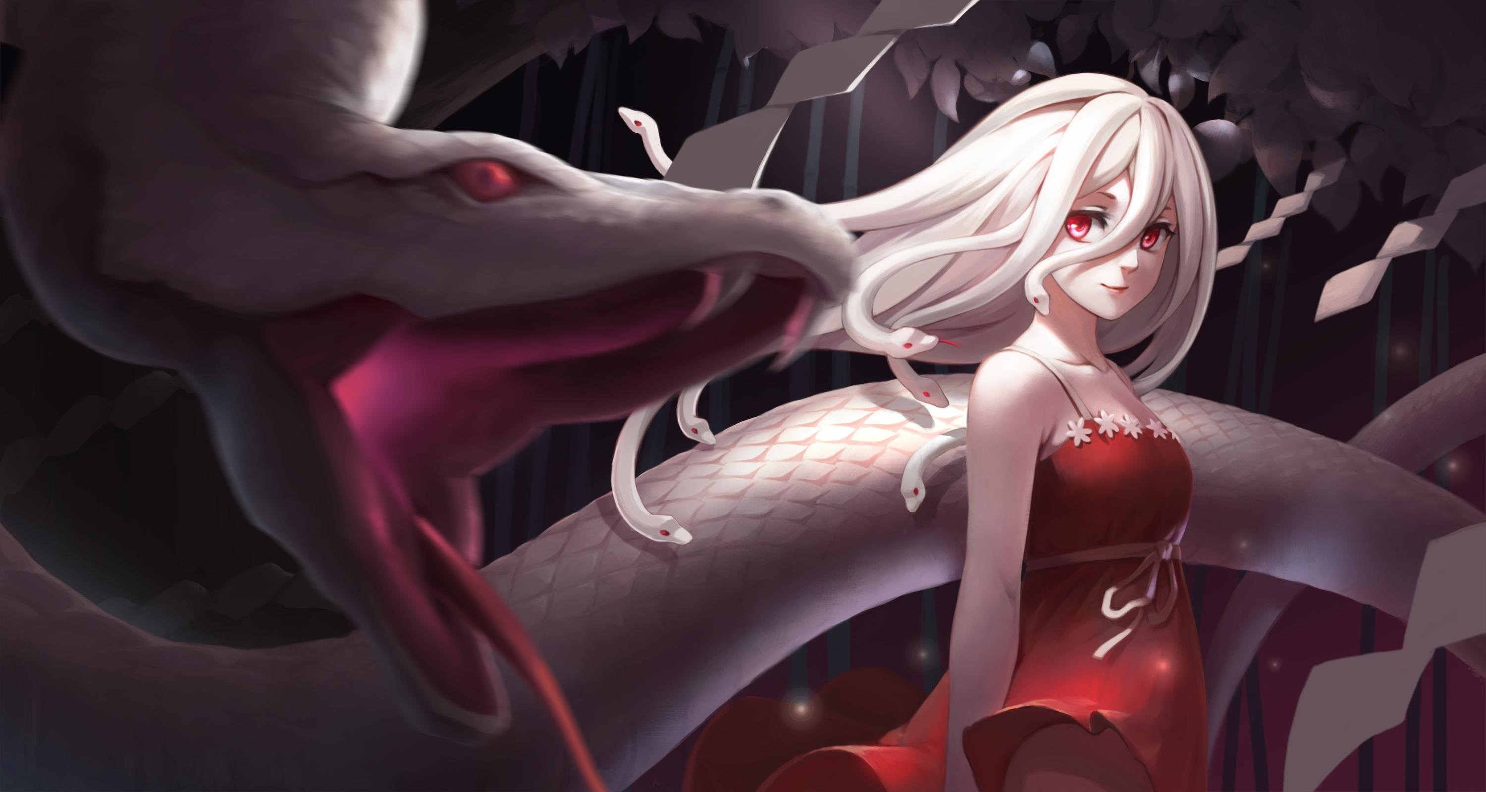 Sengoku Nadeko from Monogatari Series with snakes HD Wallpaper