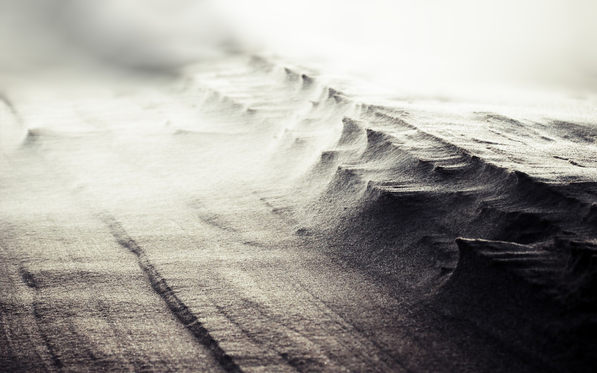 Monochrome nature photography of wind-swept sand dunes HD Wallpaper