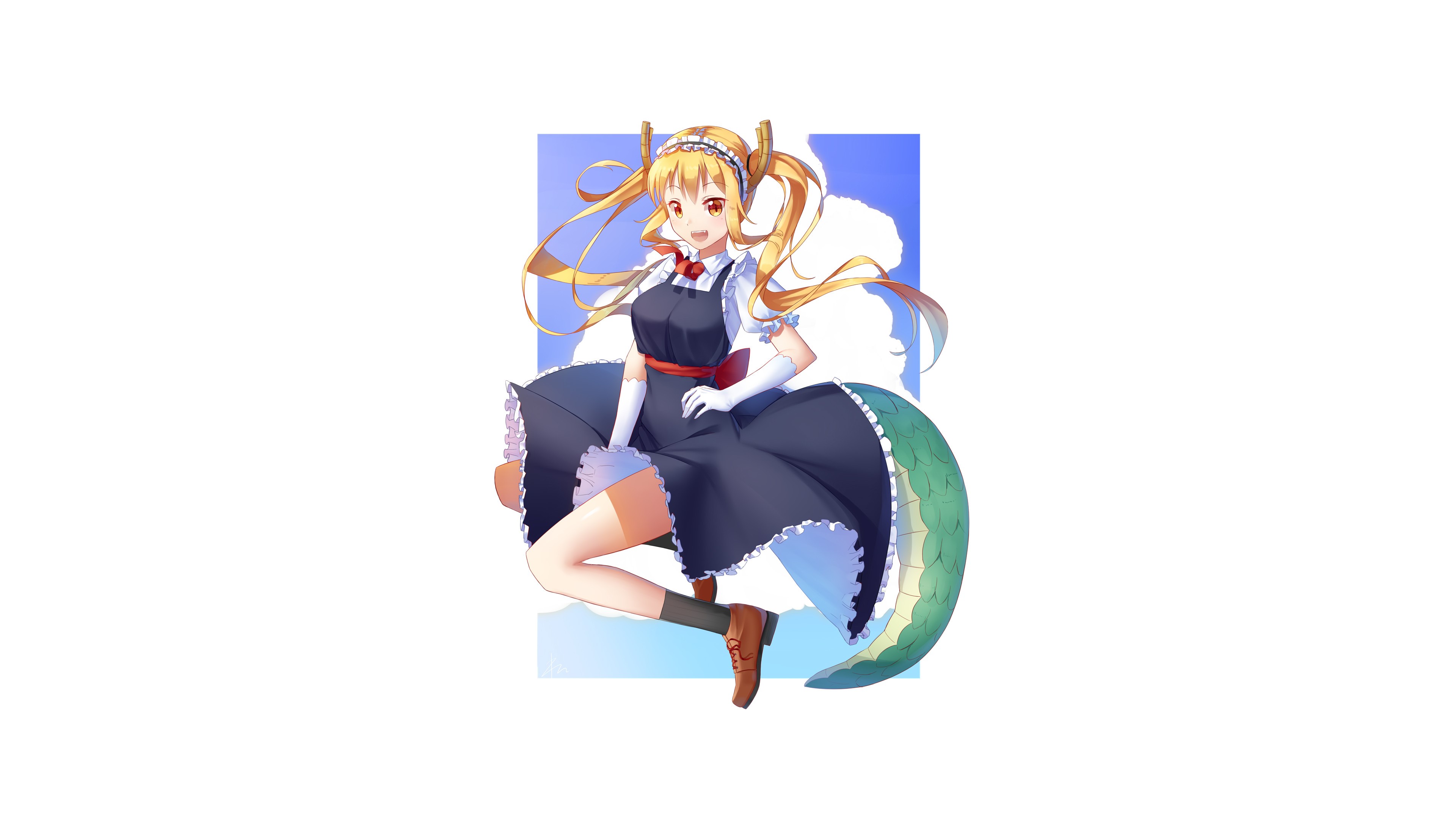 Tohru from Kobayashi-san Chi no Maid Dragon in maid outfit HD Wallpaper