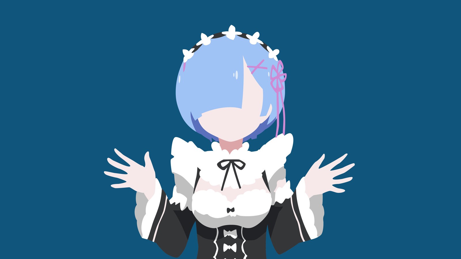 Rem from Re:Zero maid outfit minimalism HD Wallpaper