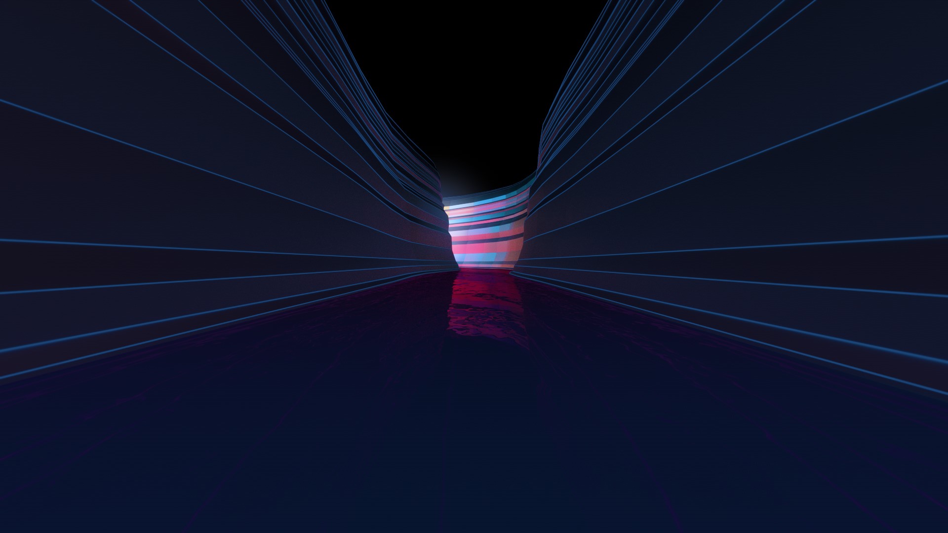 Abstract digital art canyon with glowing light HD Wallpaper