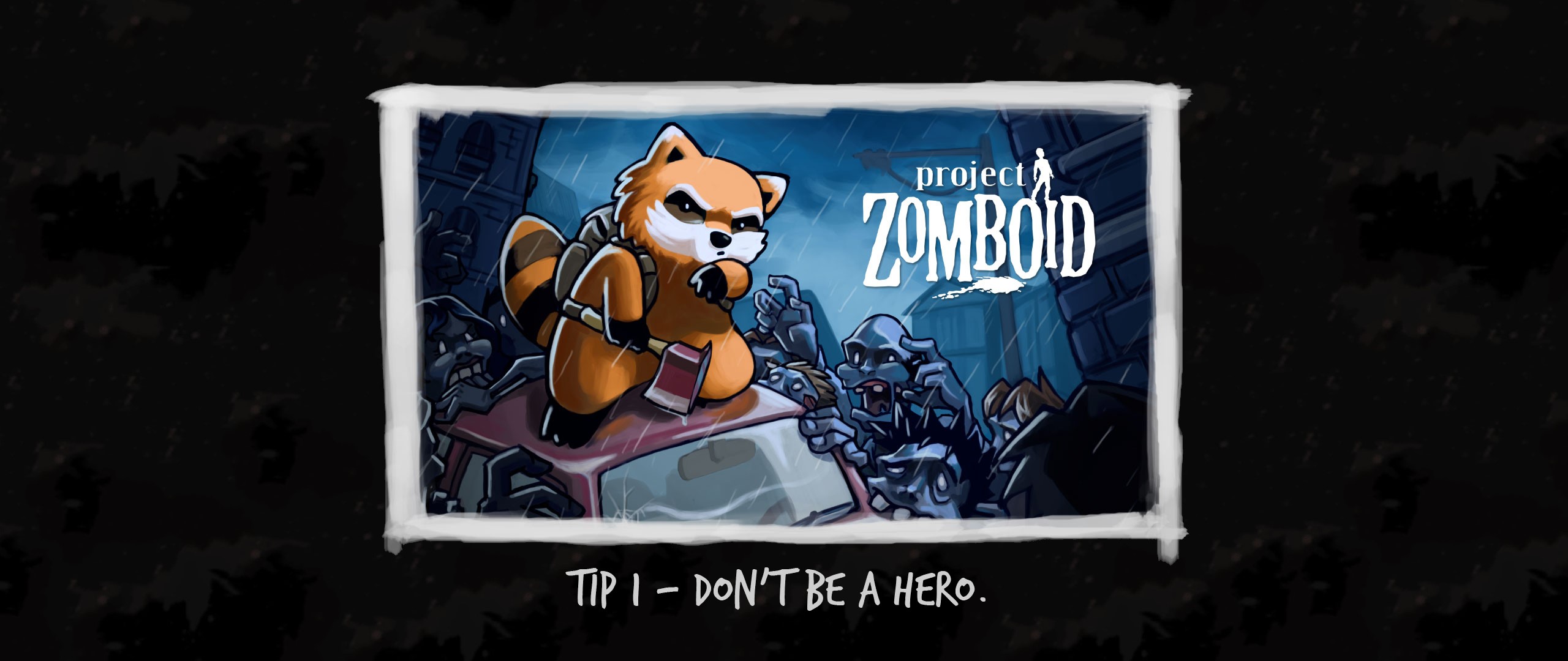 Project Zomboid raccoon character with axe and zombies HD Wallpaper