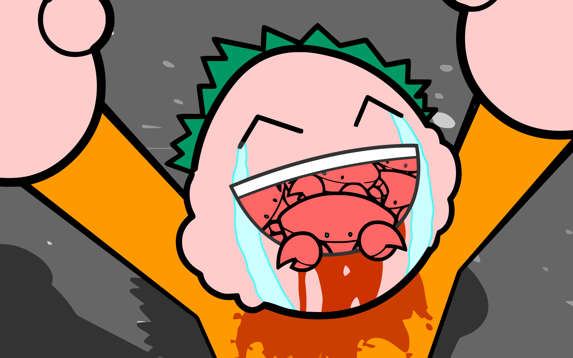 Cartoon character with crabs in mouth HD Wallpaper