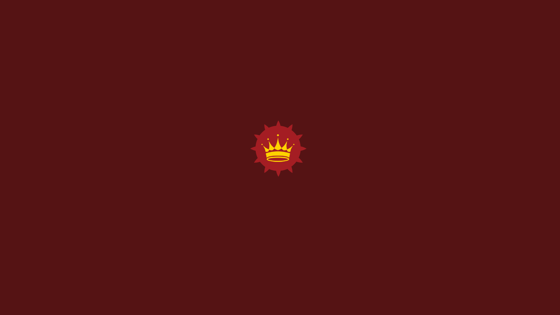 Minimalist red background with a golden crown emblem HD Wallpaper