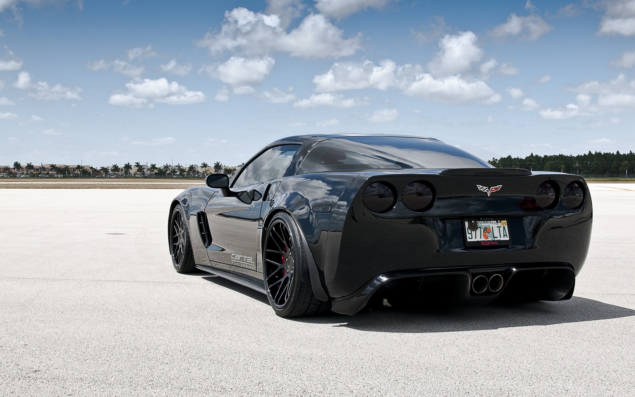 Black Chevrolet Corvette Z06 on asphalt HD Wallpaper