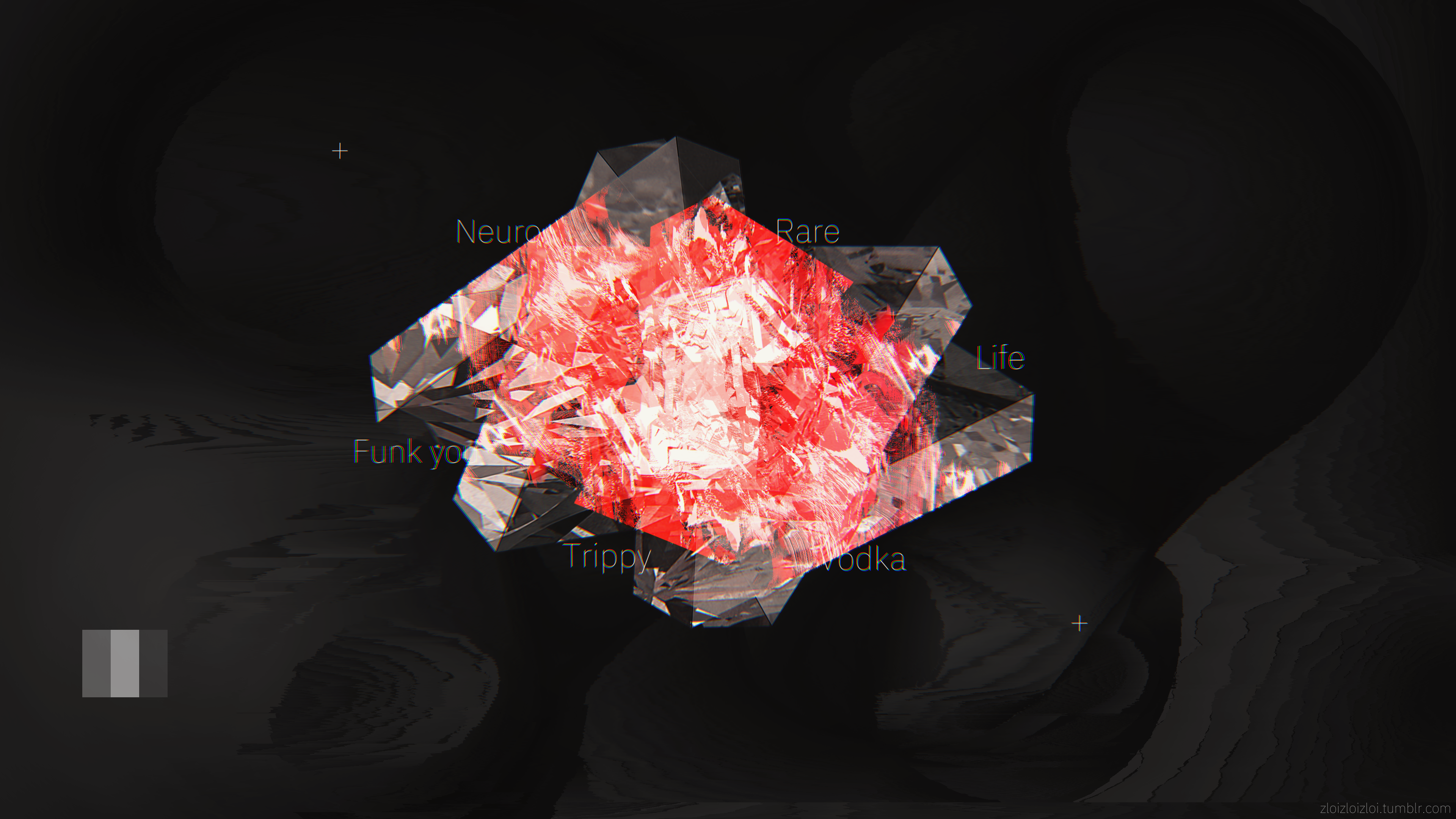 Glitch art abstract with red crystal HD Wallpaper