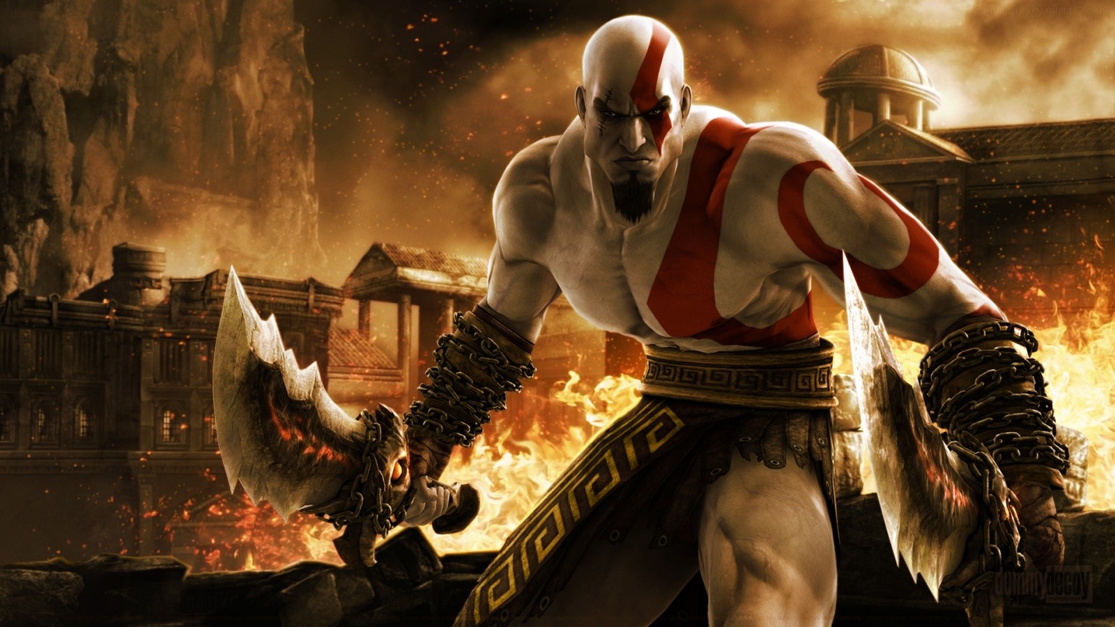 Kratos from God of War with Blades of Chaos HD Wallpaper