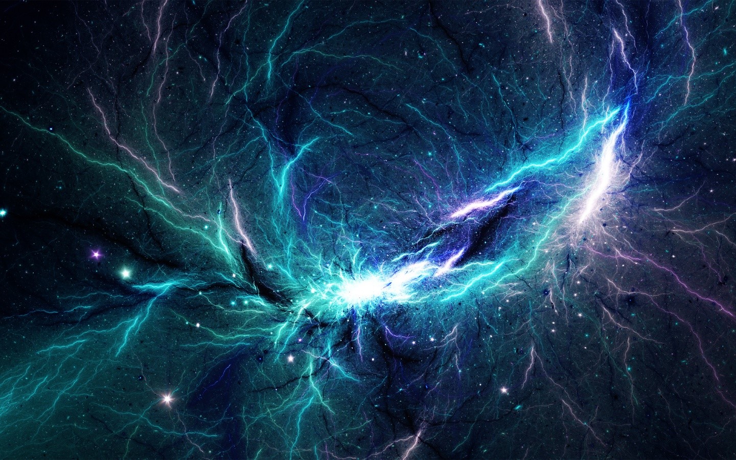 Abstract digital art of a nebula with cyan lighting HD Wallpaper