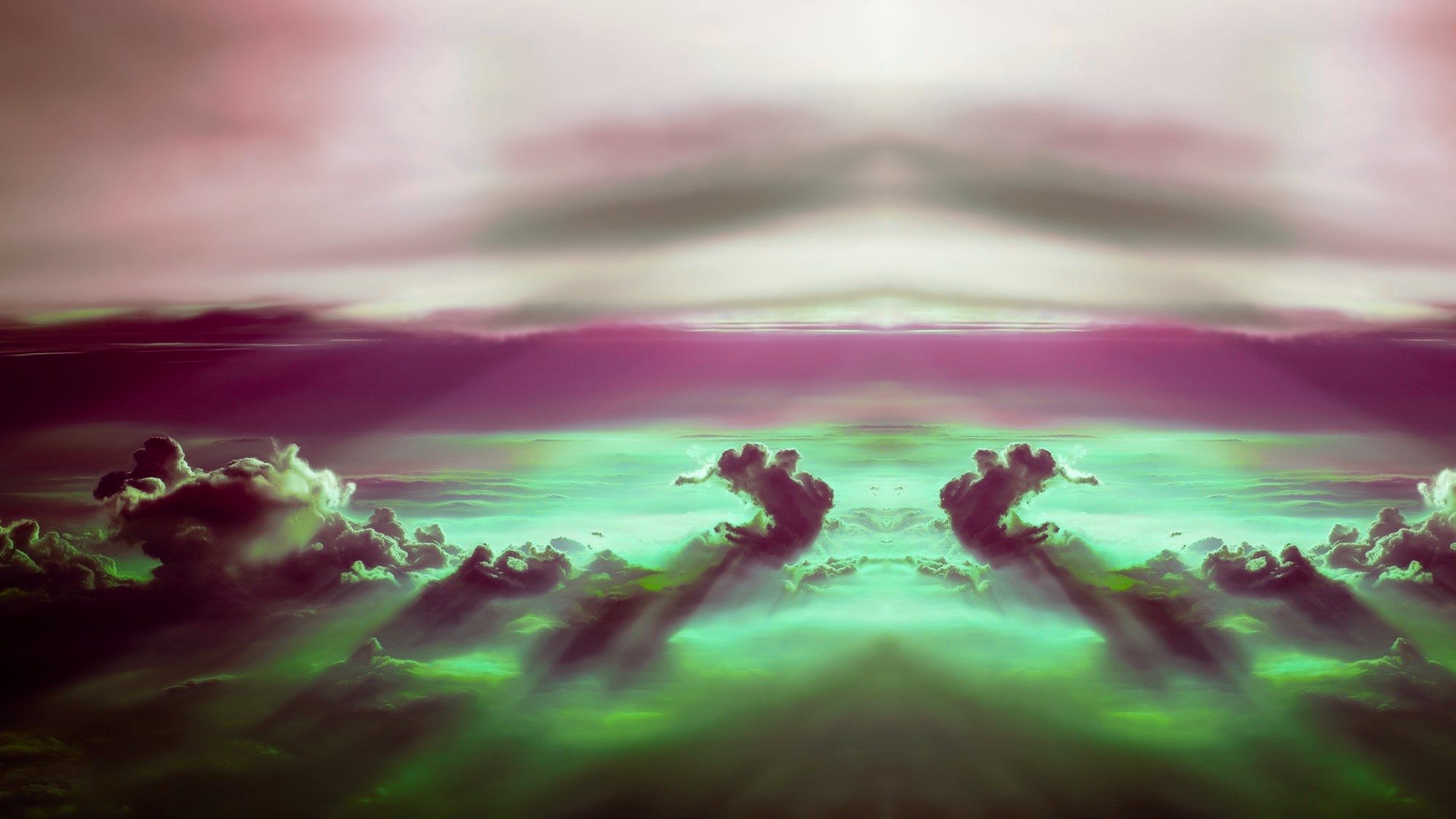 Symmetrical clouds with sun rays HD Wallpaper