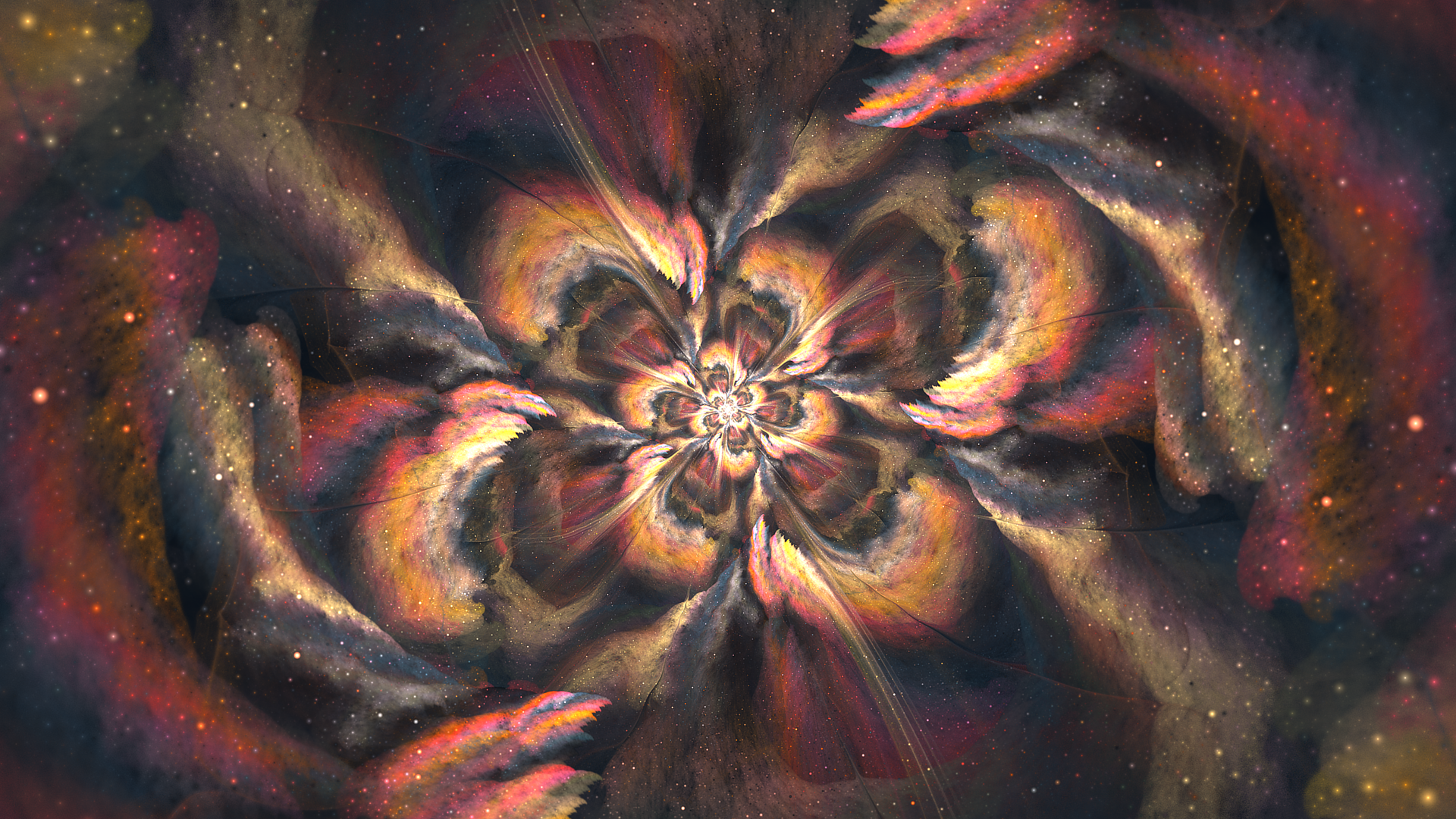 Abstract fractal flower with cosmic nebula background HD Wallpaper