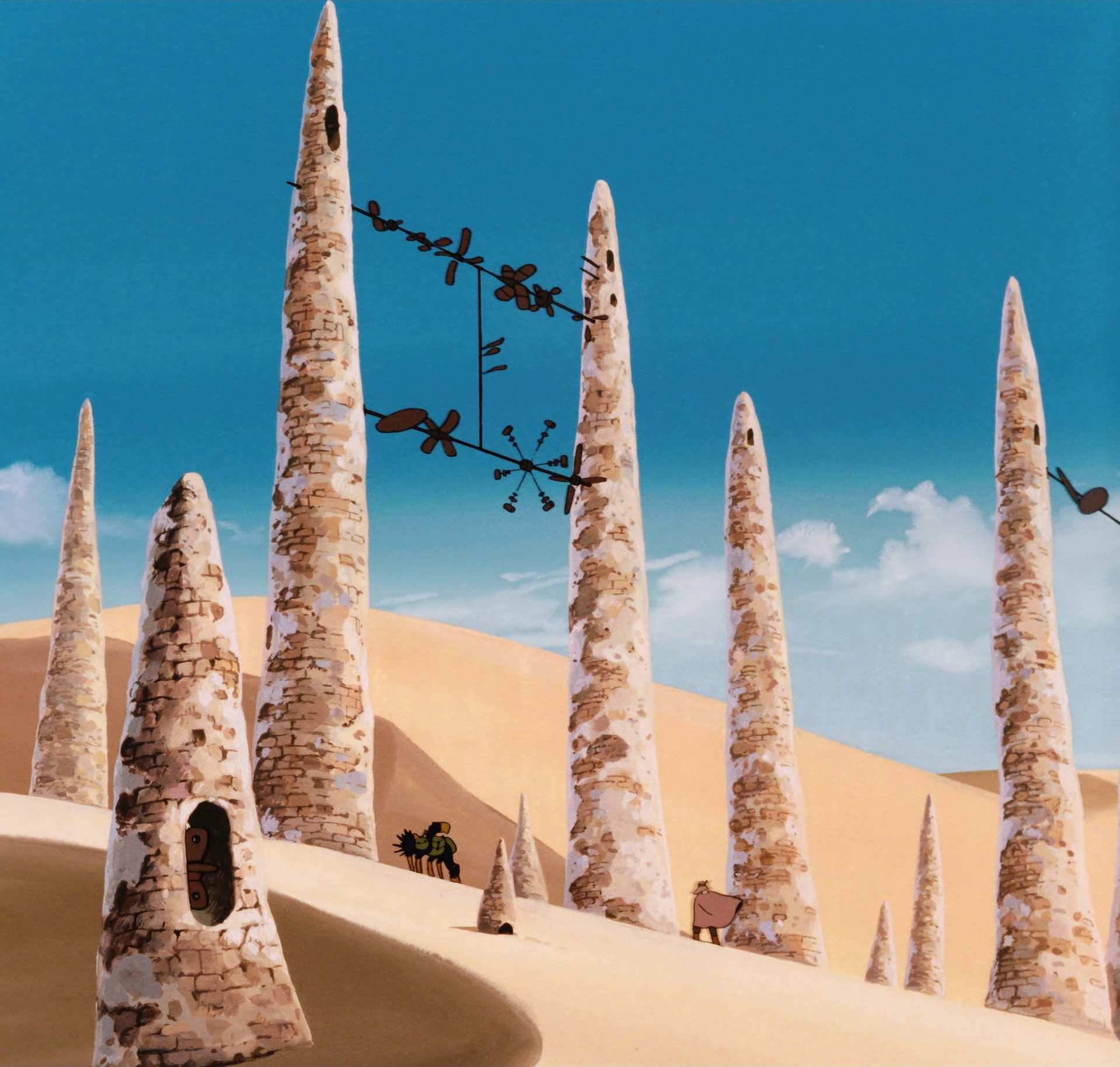 Nausicaa of the Valley of the Wind: Desert landscape with stone pillars HD Wallpaper