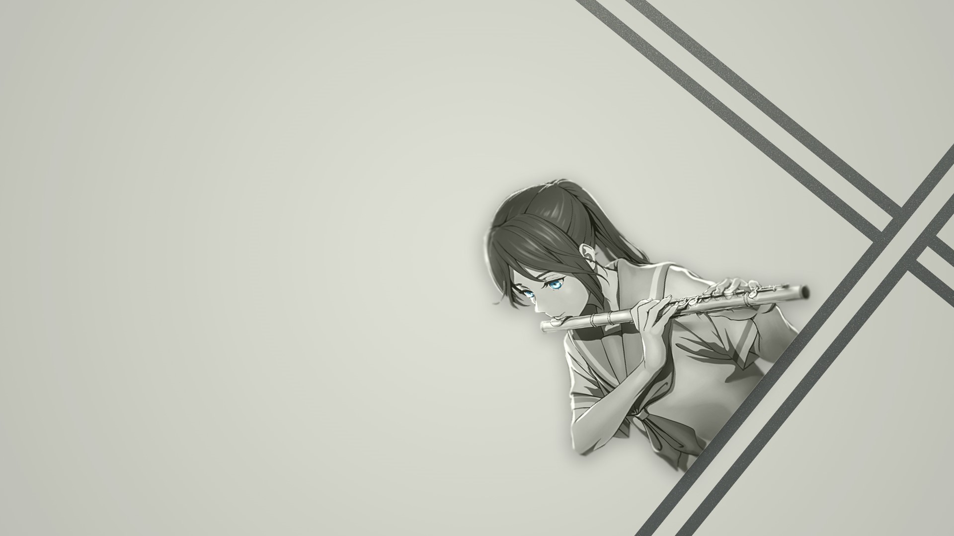 Anime girl playing a flute HD Wallpaper