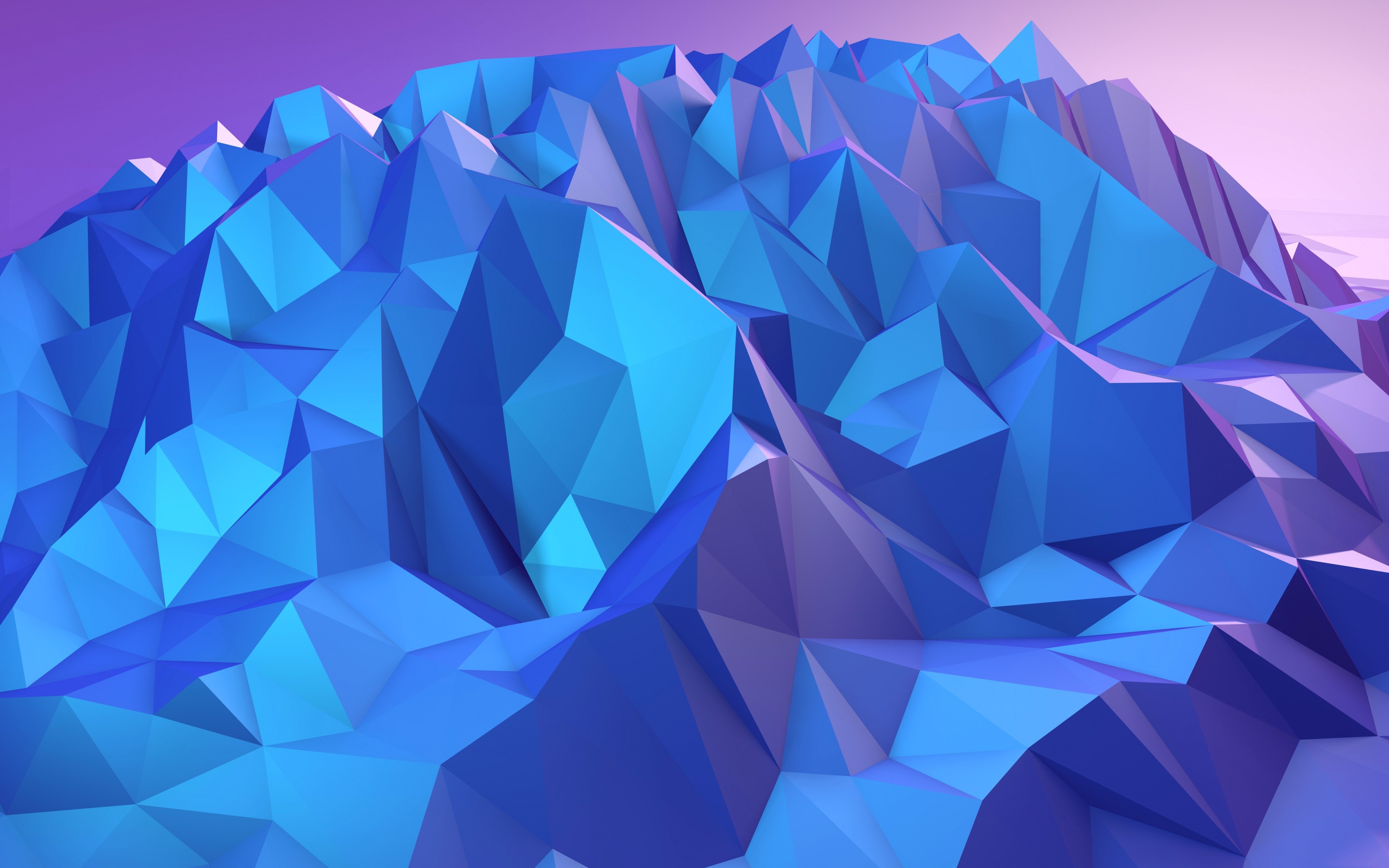 Abstract low-poly mountains in cyan and purple HD Wallpaper