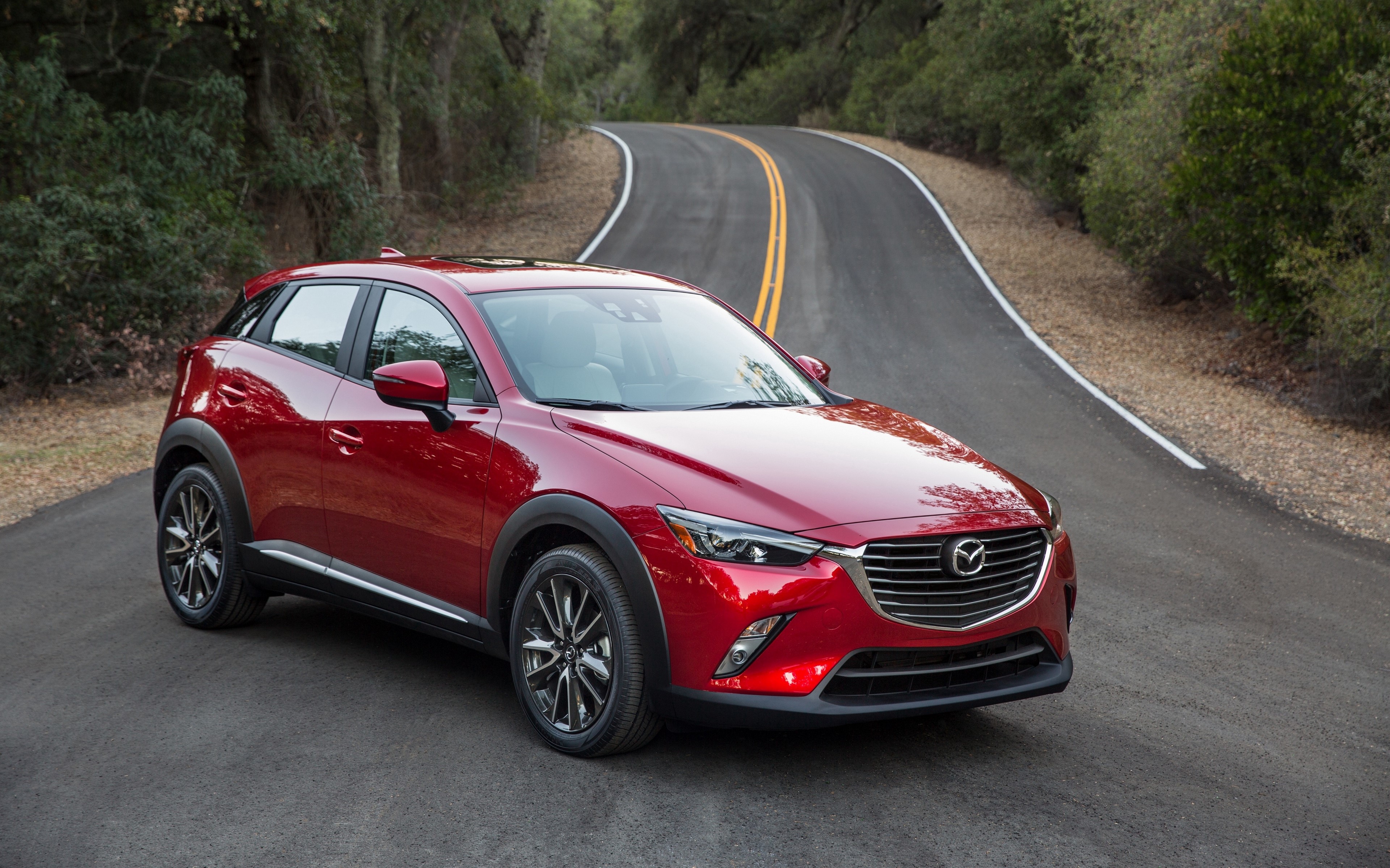 Red Mazda CX-3 on a Winding Road HD Wallpaper