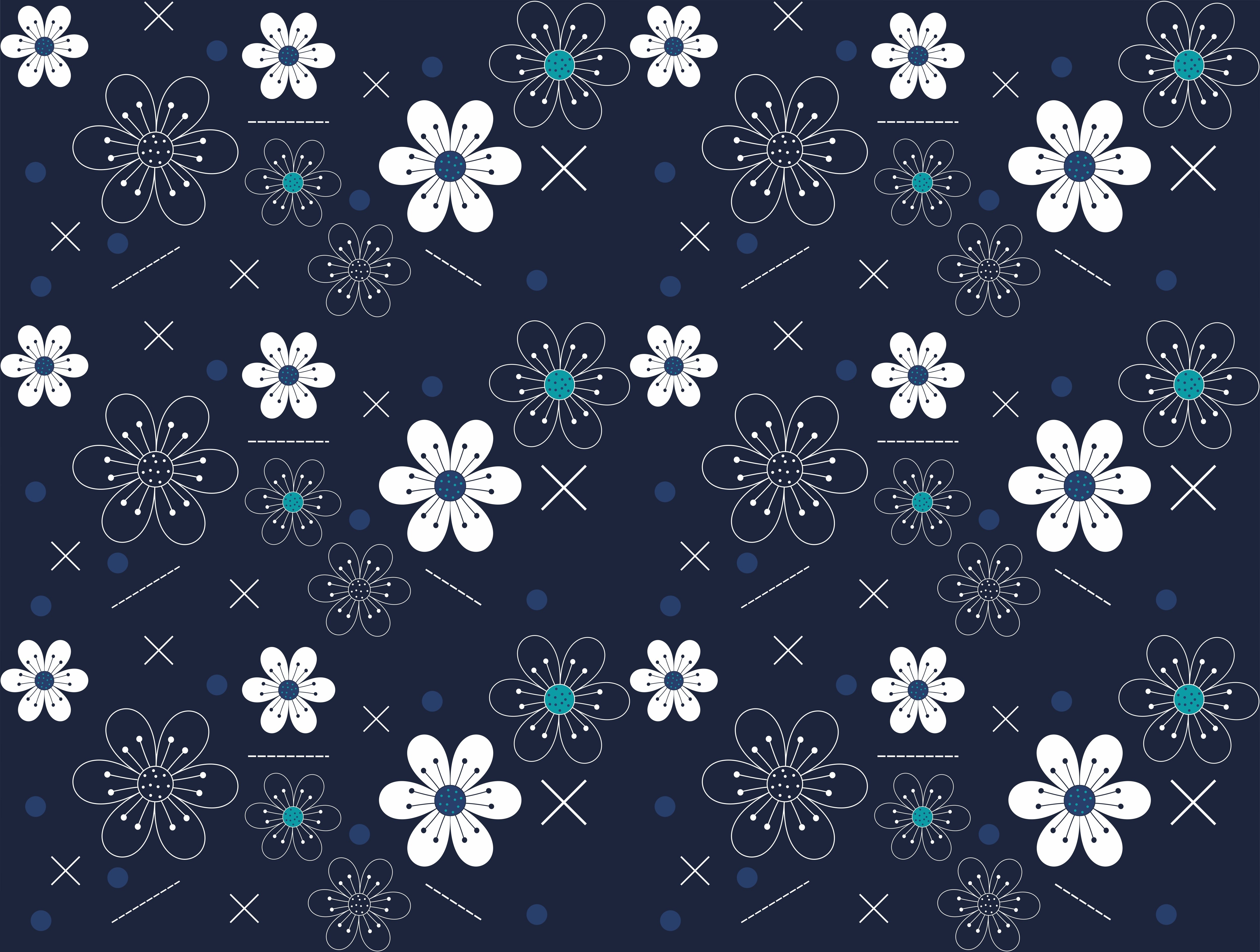 Floral pattern with geometric elements HD Wallpaper