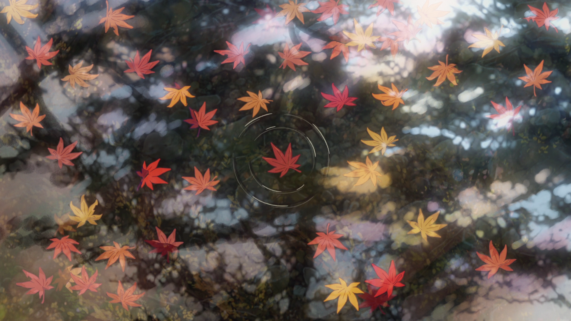 Kimi no Na Wa. Autumn leaves on water HD Wallpaper