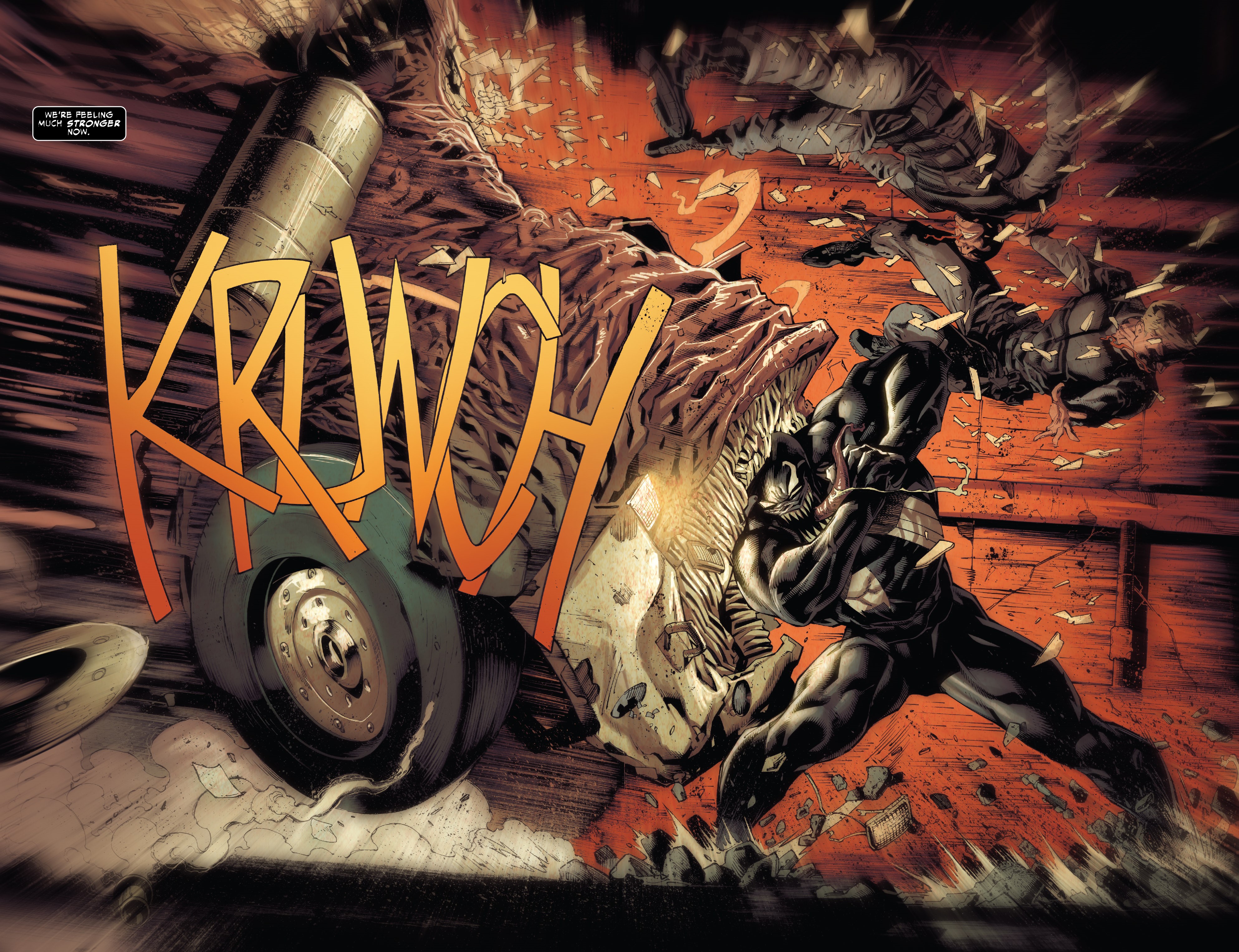 Venom and men in destruction HD Wallpaper