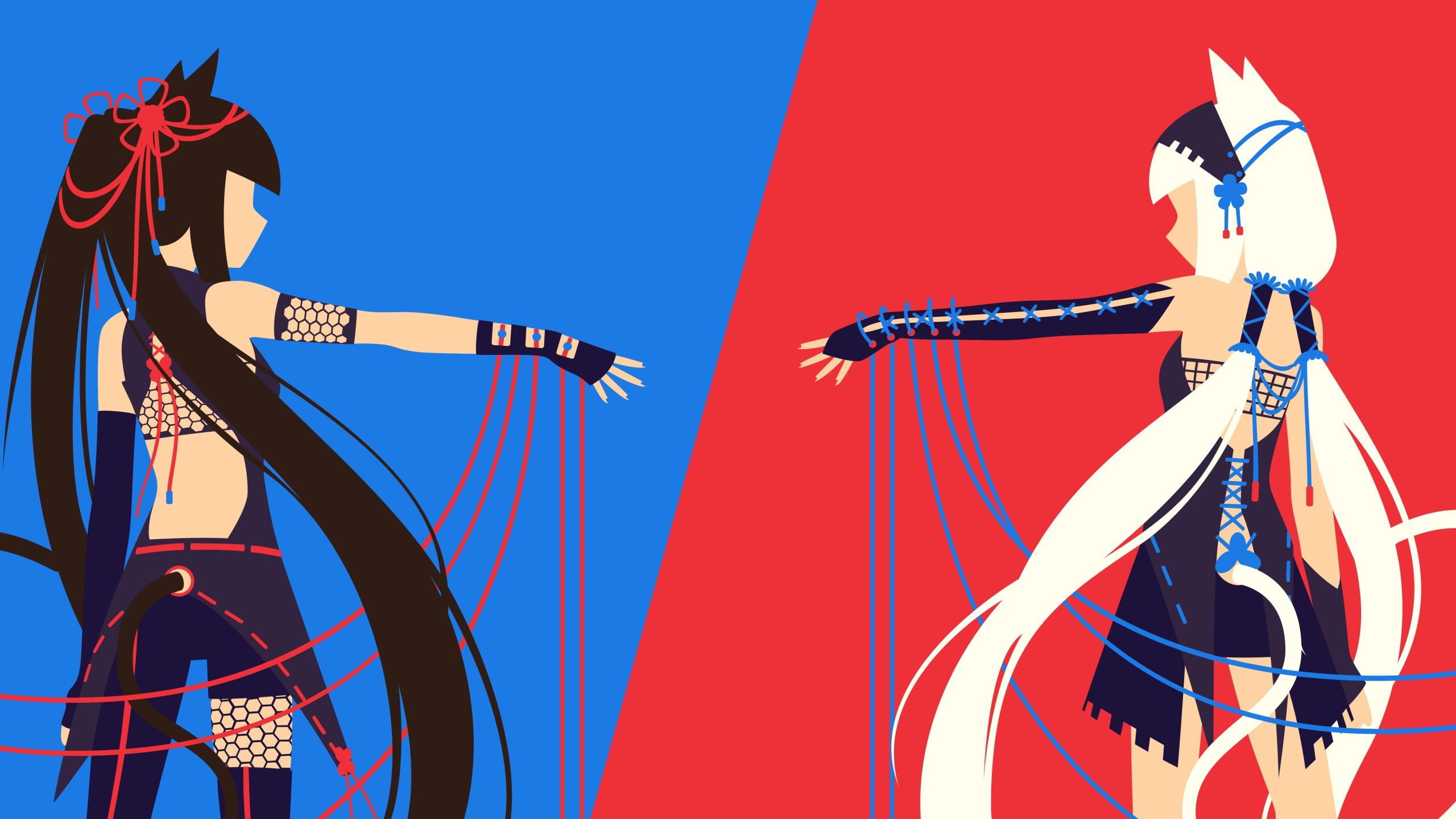 Two anime girls with cat ears reaching out HD Wallpaper