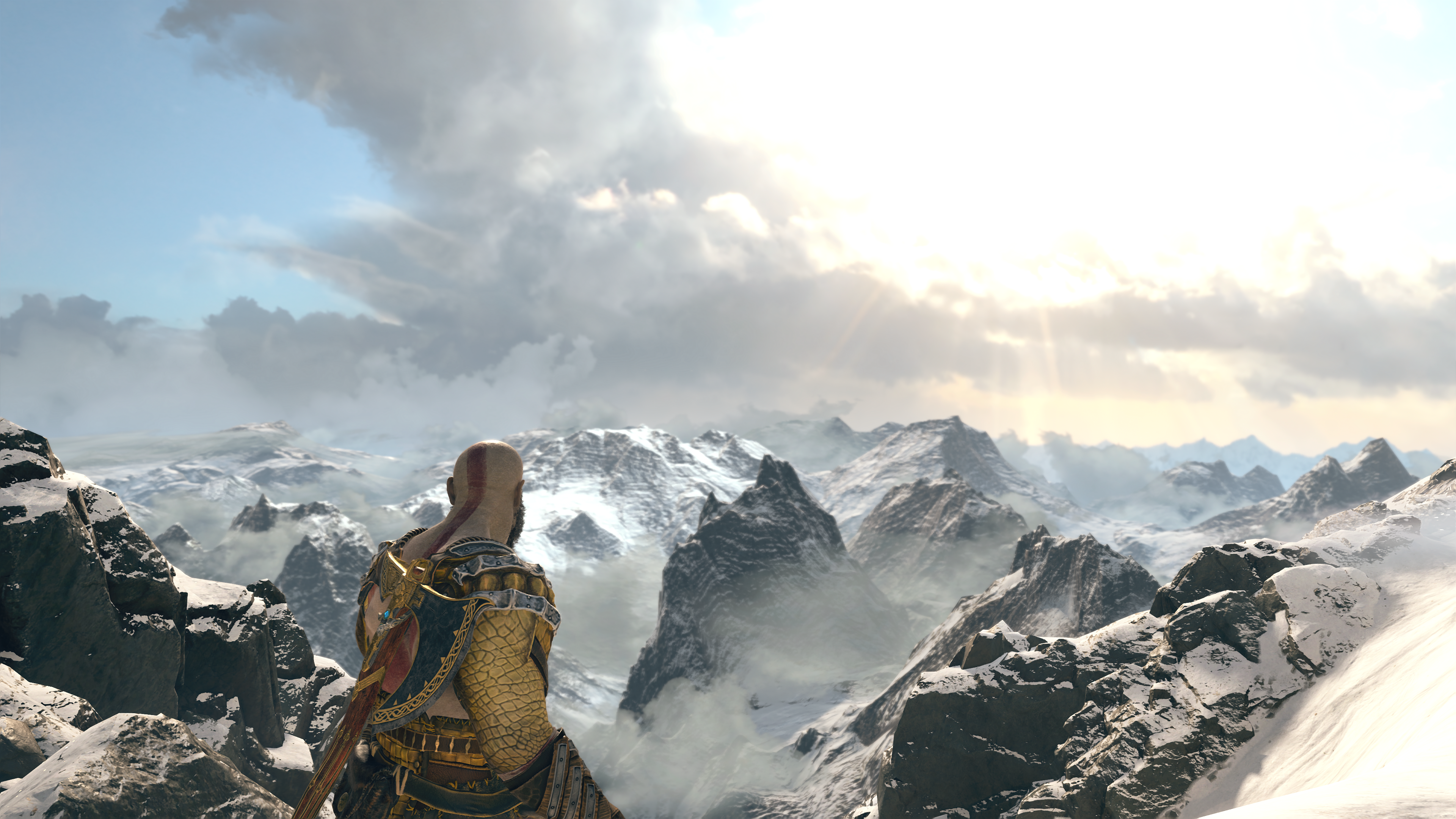 Kratos from God of War (2018) in mountains HD Wallpaper
