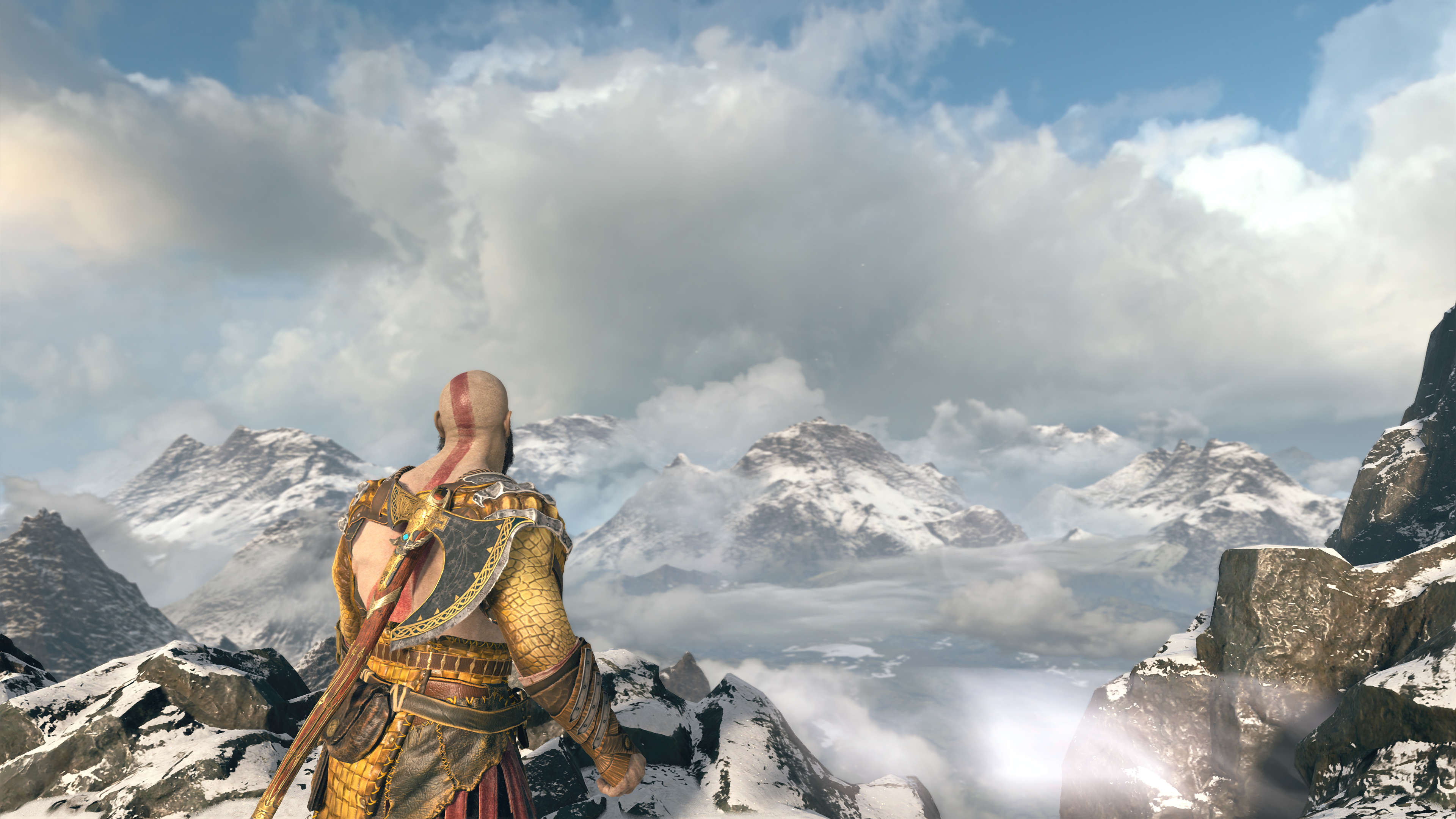 Kratos from God of War (2018) in mountains HD Wallpaper