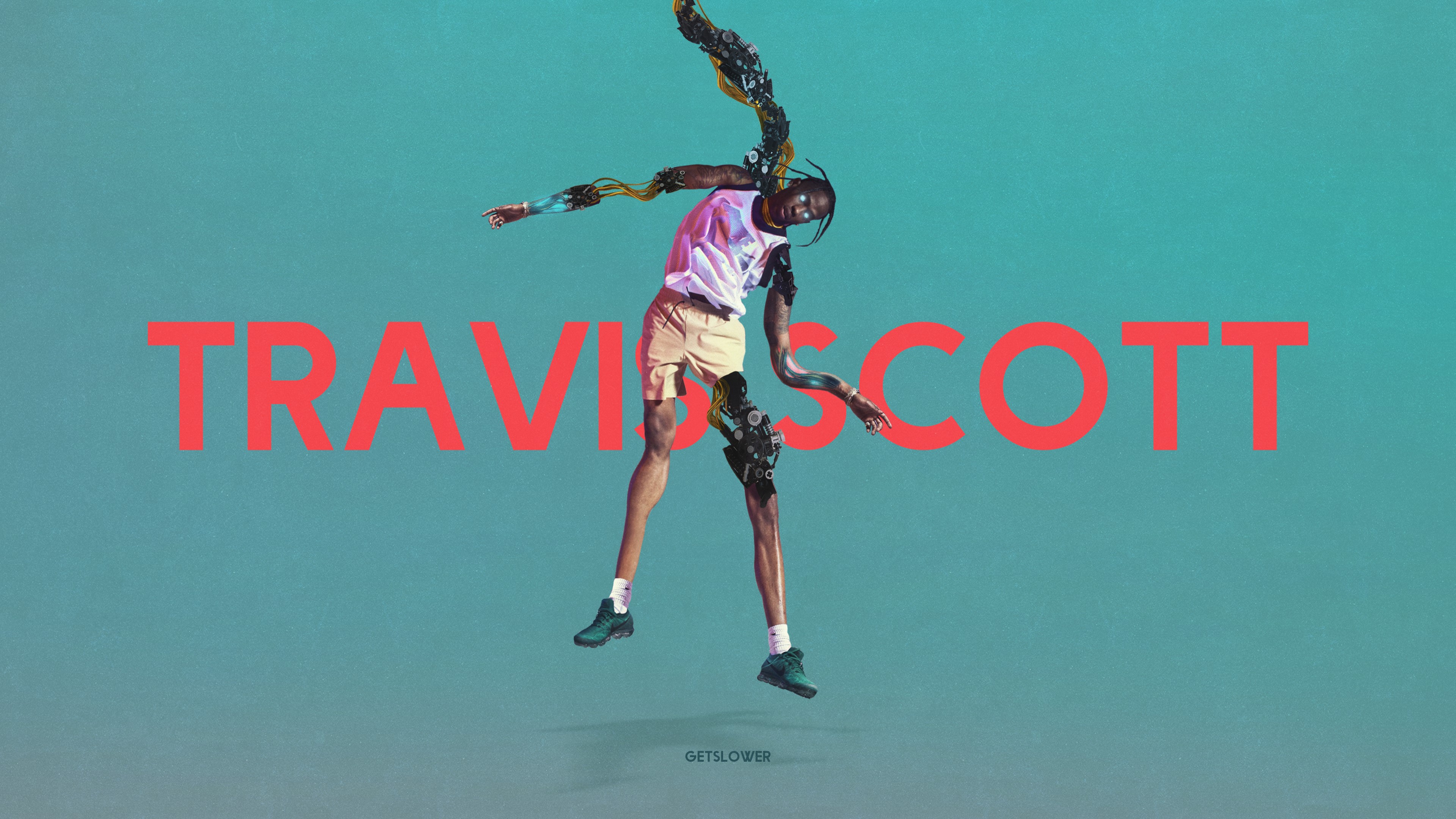 Travis Scott with robotic arms and legs HD Wallpaper