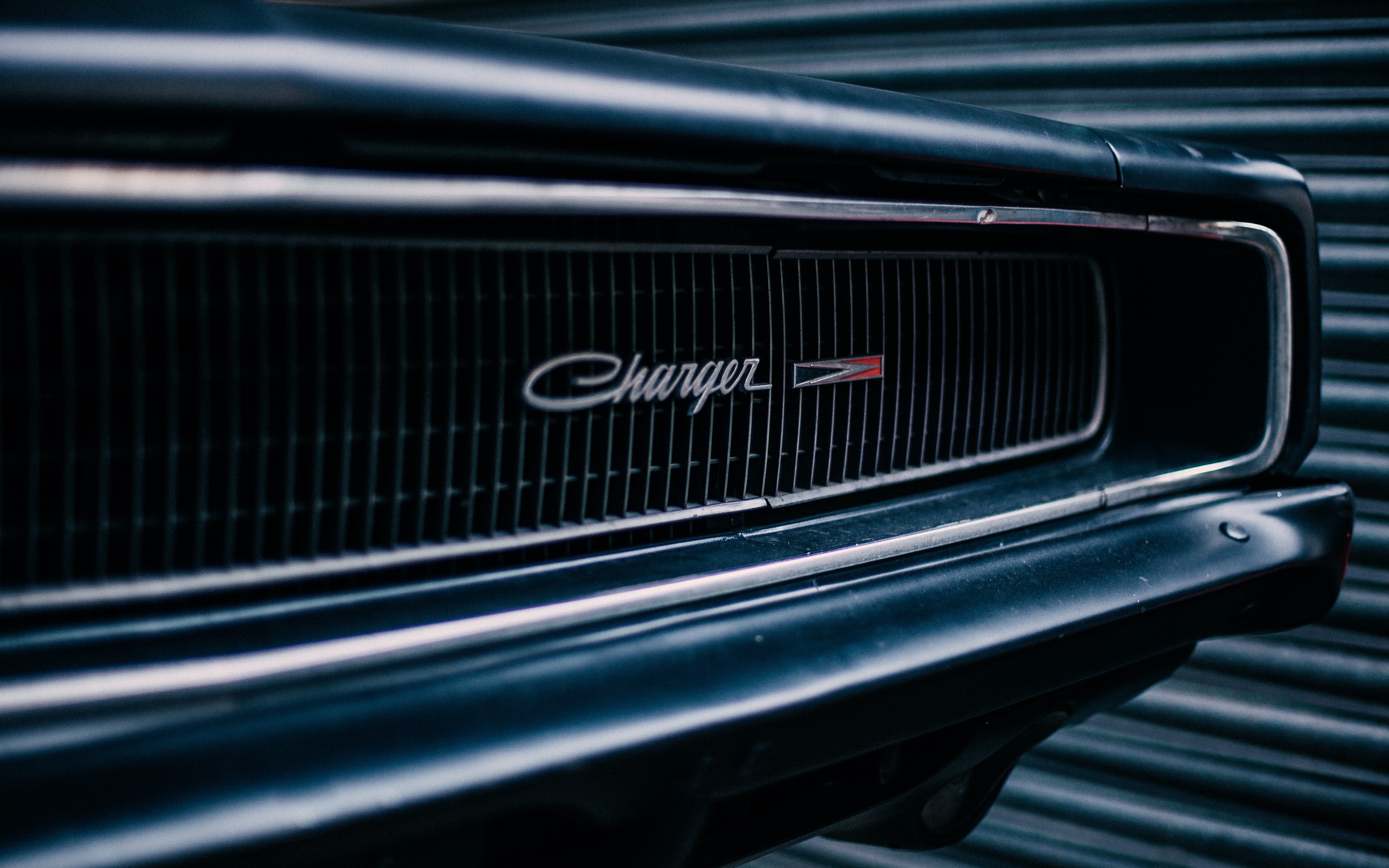 4K black Dodge Charger car grille HD Wallpaper