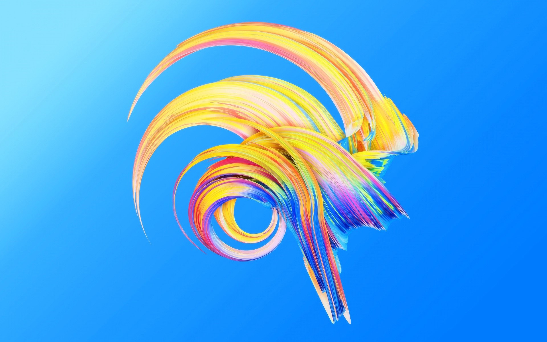 Abstract colorful swirling shapes on blue background HD Wallpaper