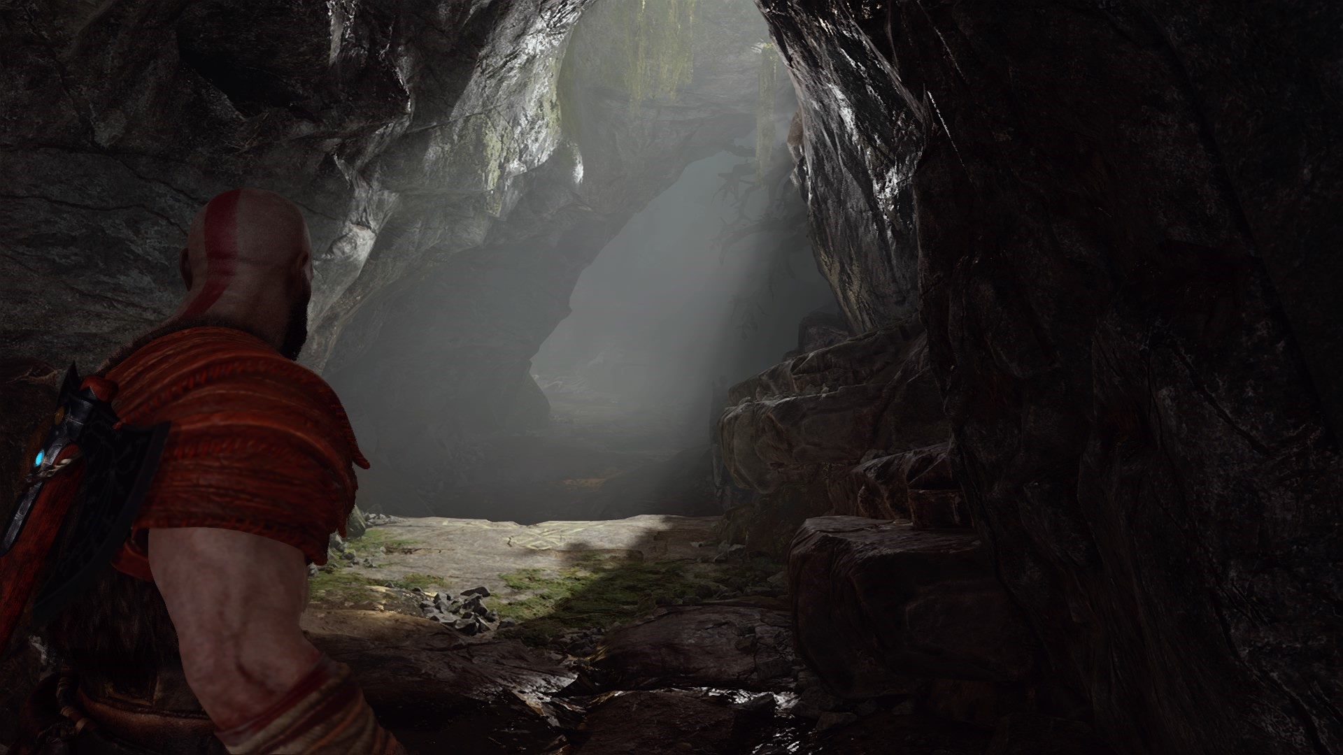 Kratos in a cave in God of War HD Wallpaper
