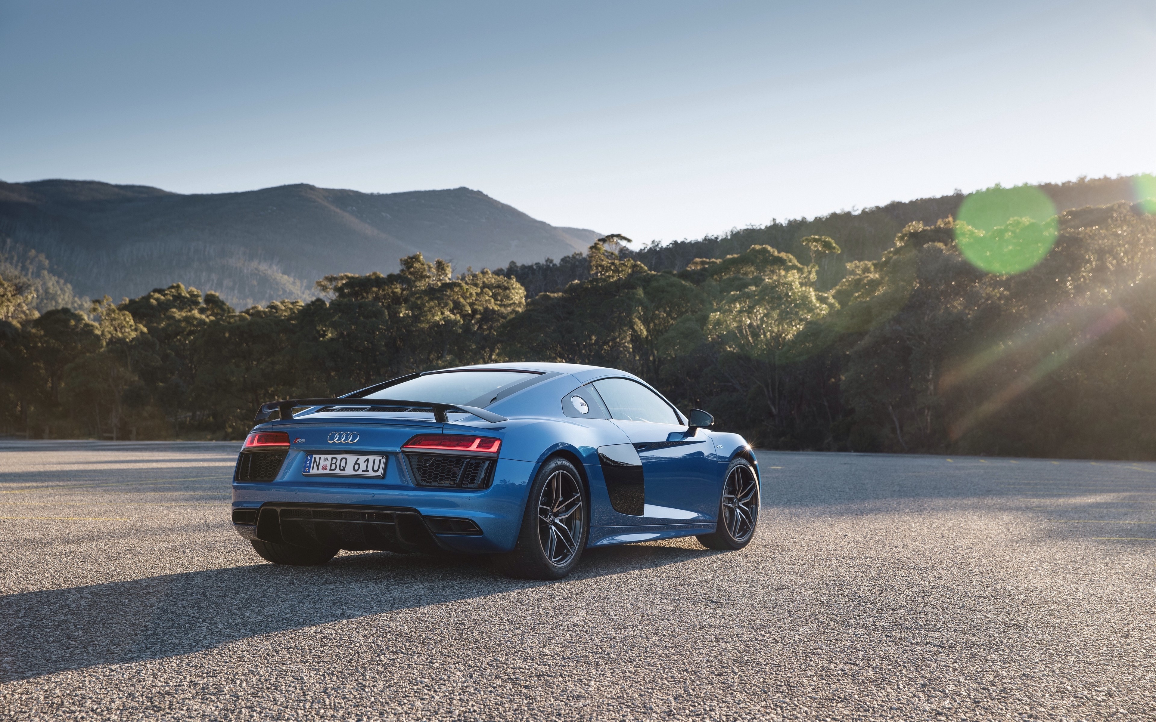 Blue Audi R8 Type 4S on a road HD Wallpaper