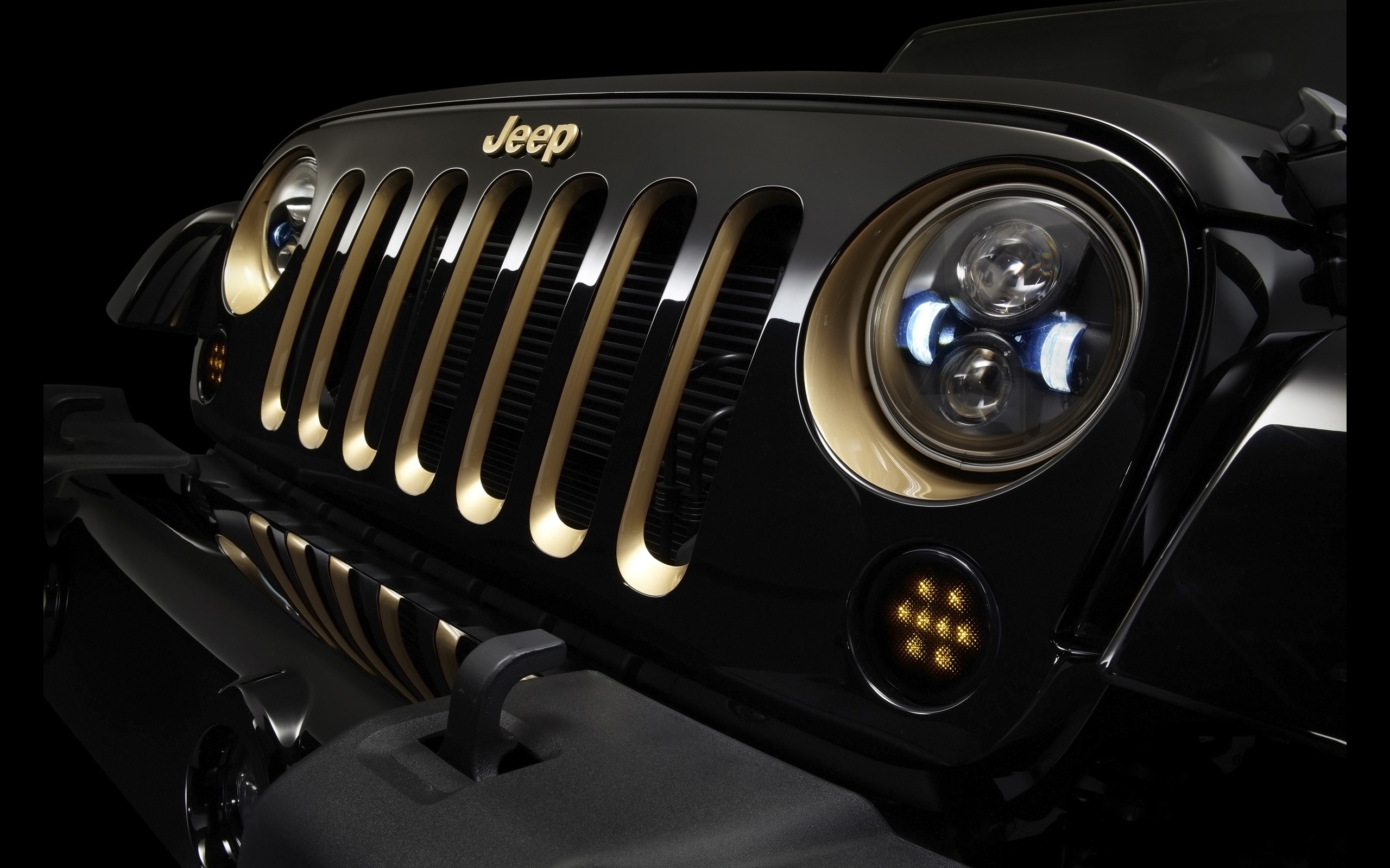 Black Jeep Wrangler with Gold Accents HD Wallpaper