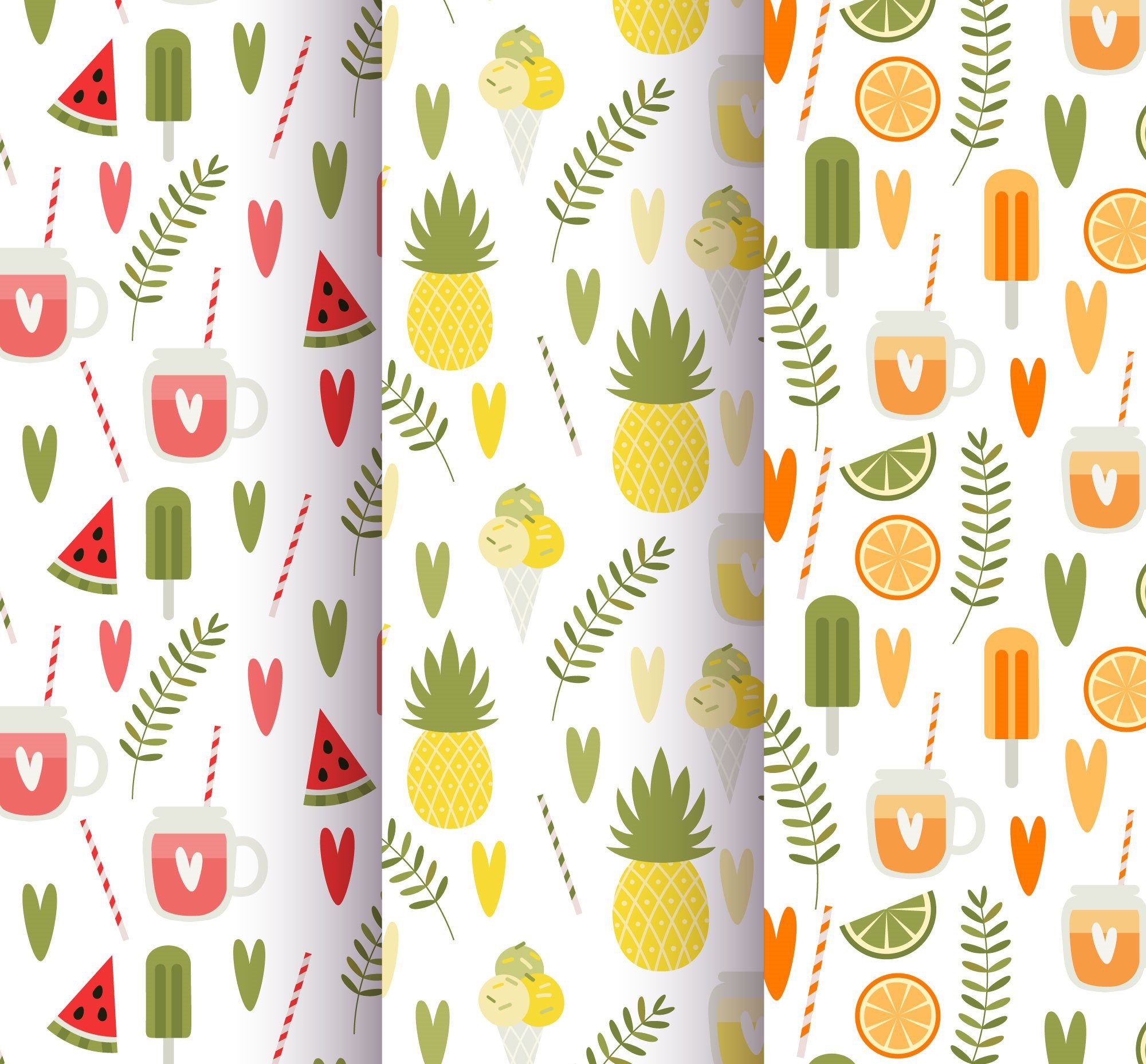 Summer fruit and drink pattern HD Wallpaper