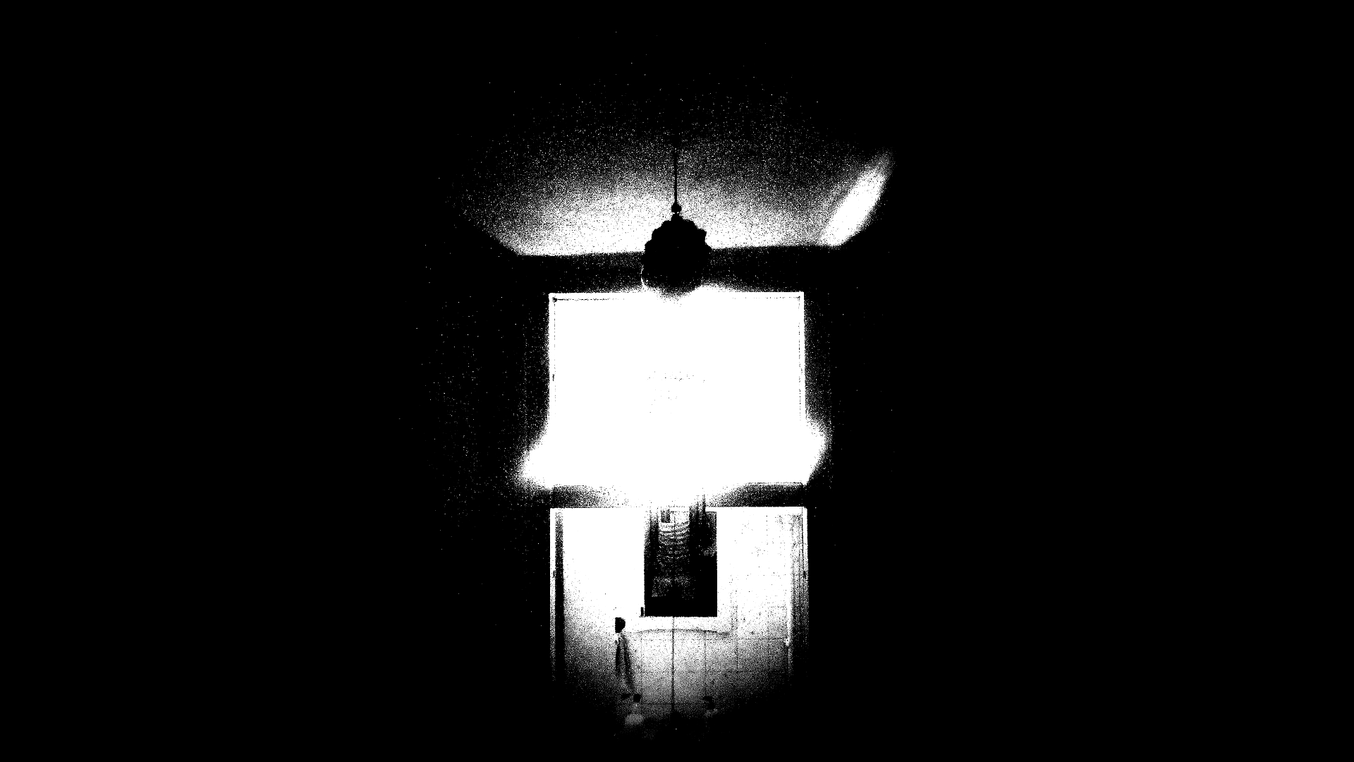 Monochrome room with a hanging light fixture HD Wallpaper