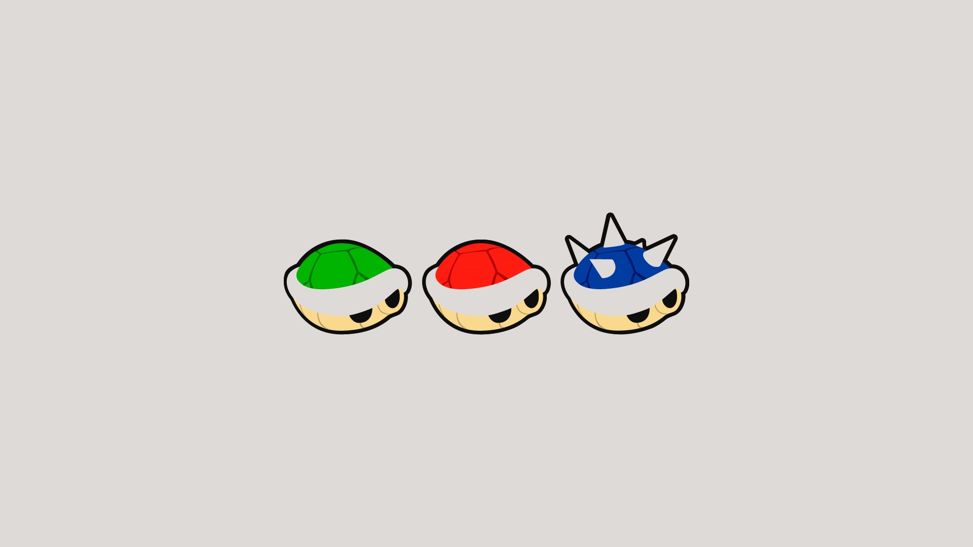 Green, Red, and Blue Koopa Shells from Mario Kart HD Wallpaper