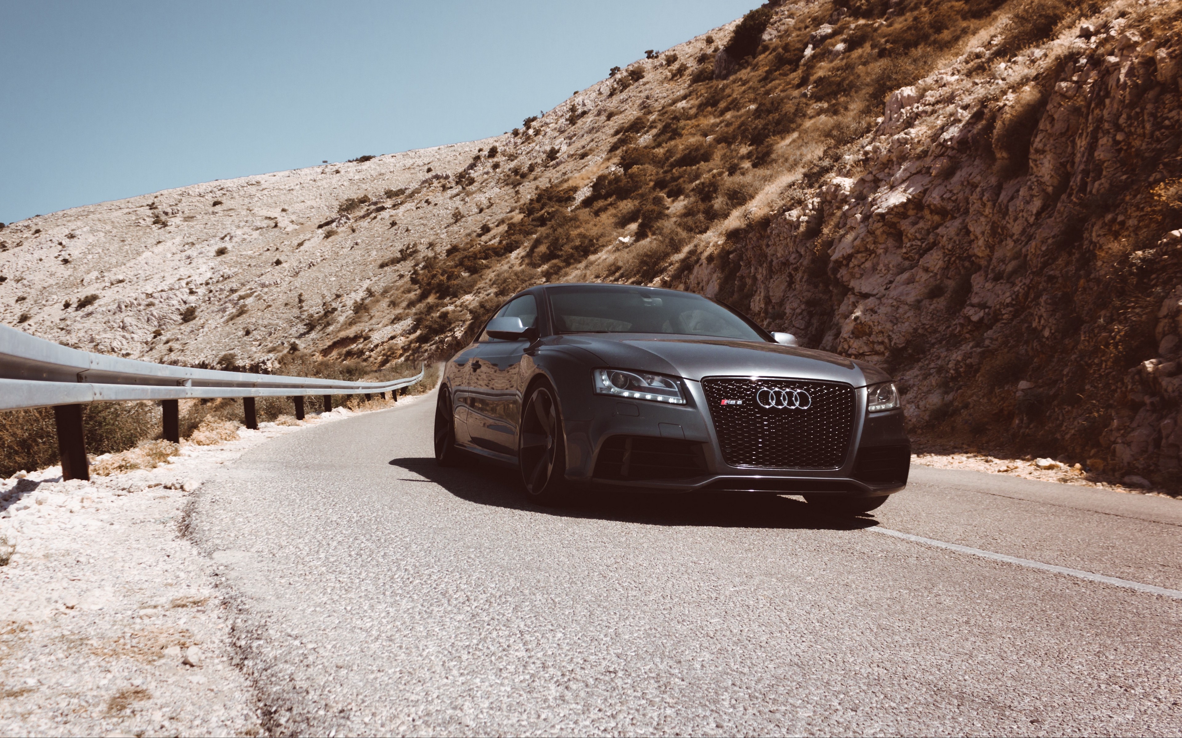 4K Audi RS5 on a Mountain Road HD Wallpaper