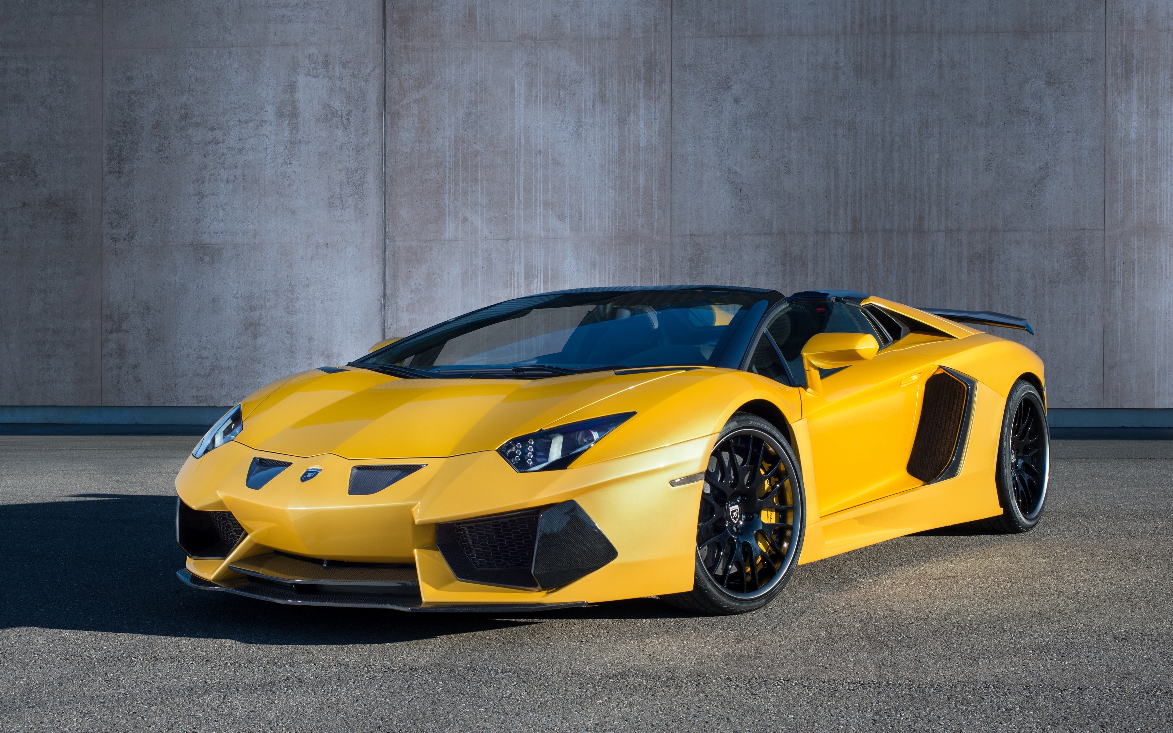 4K Yellow Lamborghini Aventador Roadster by Hamann HD Wallpaper