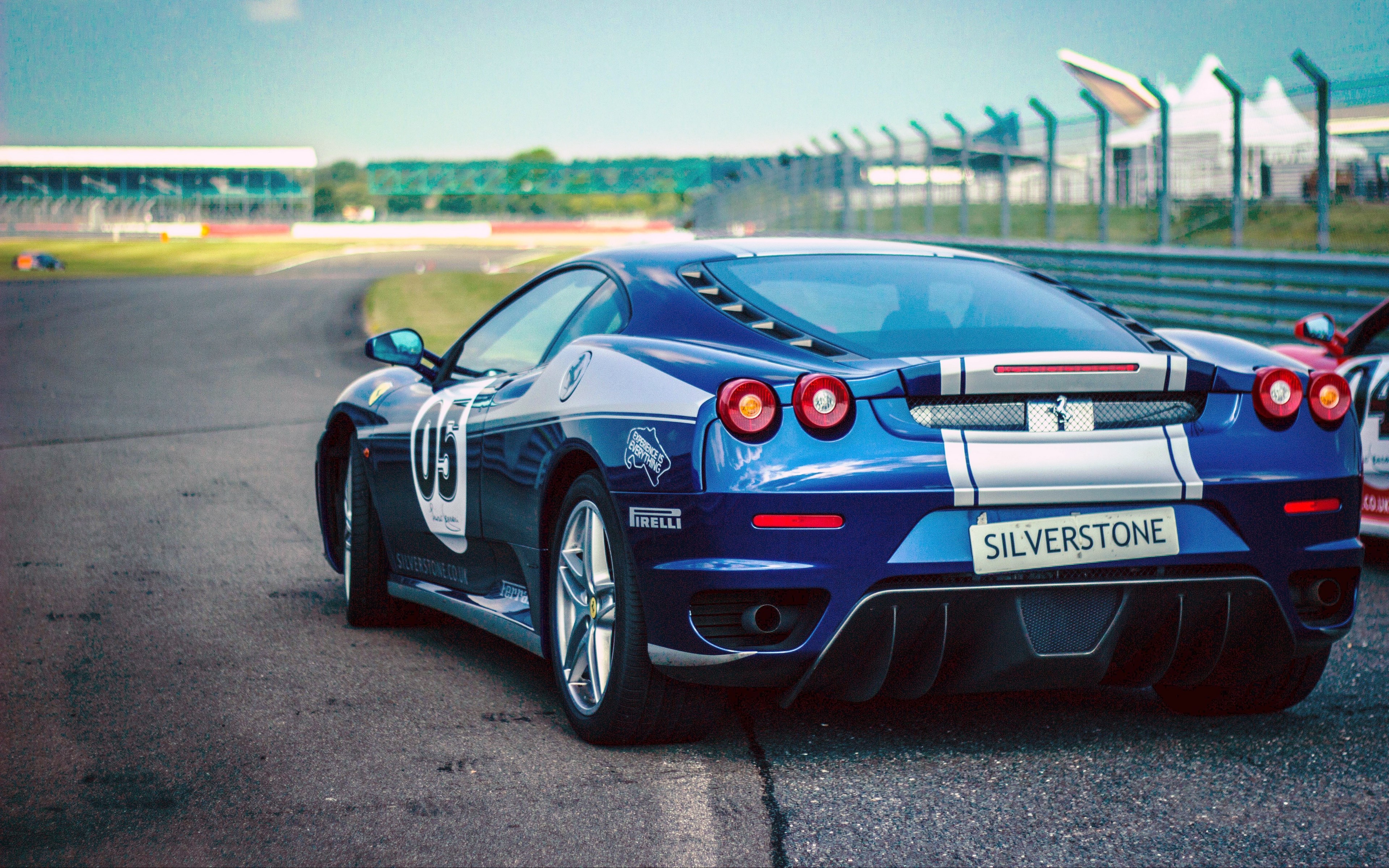 Blue Ferrari F430 on Silverstone Race Track HD Wallpaper