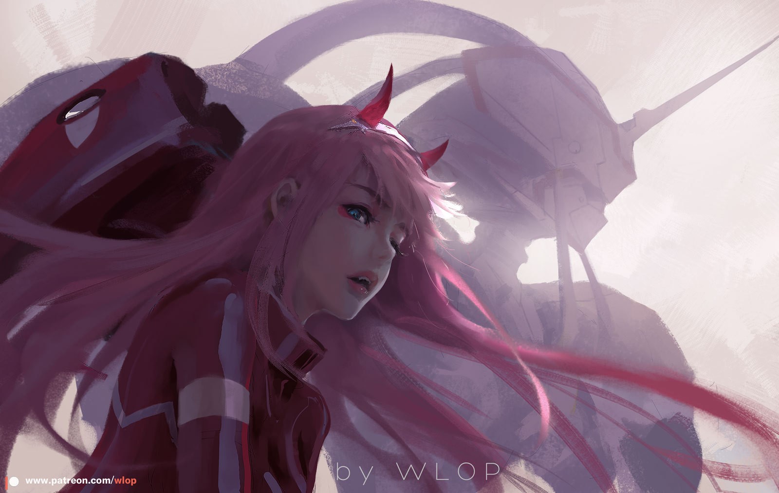 Zero Two from Darling in the FranXX with Strelizia HD Wallpaper