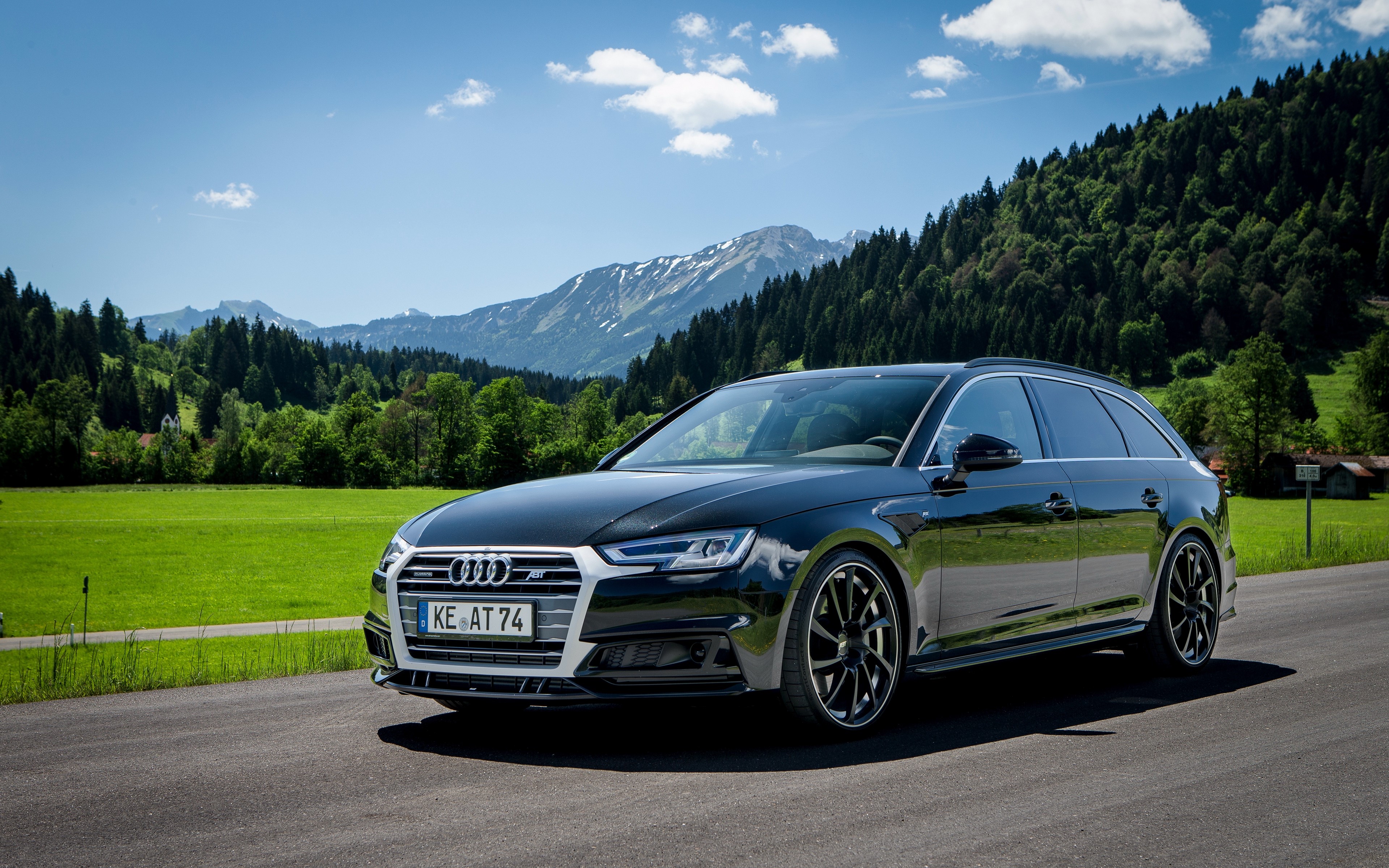 4K Audi Tuning Station Wagon on Mountain Road HD Wallpaper