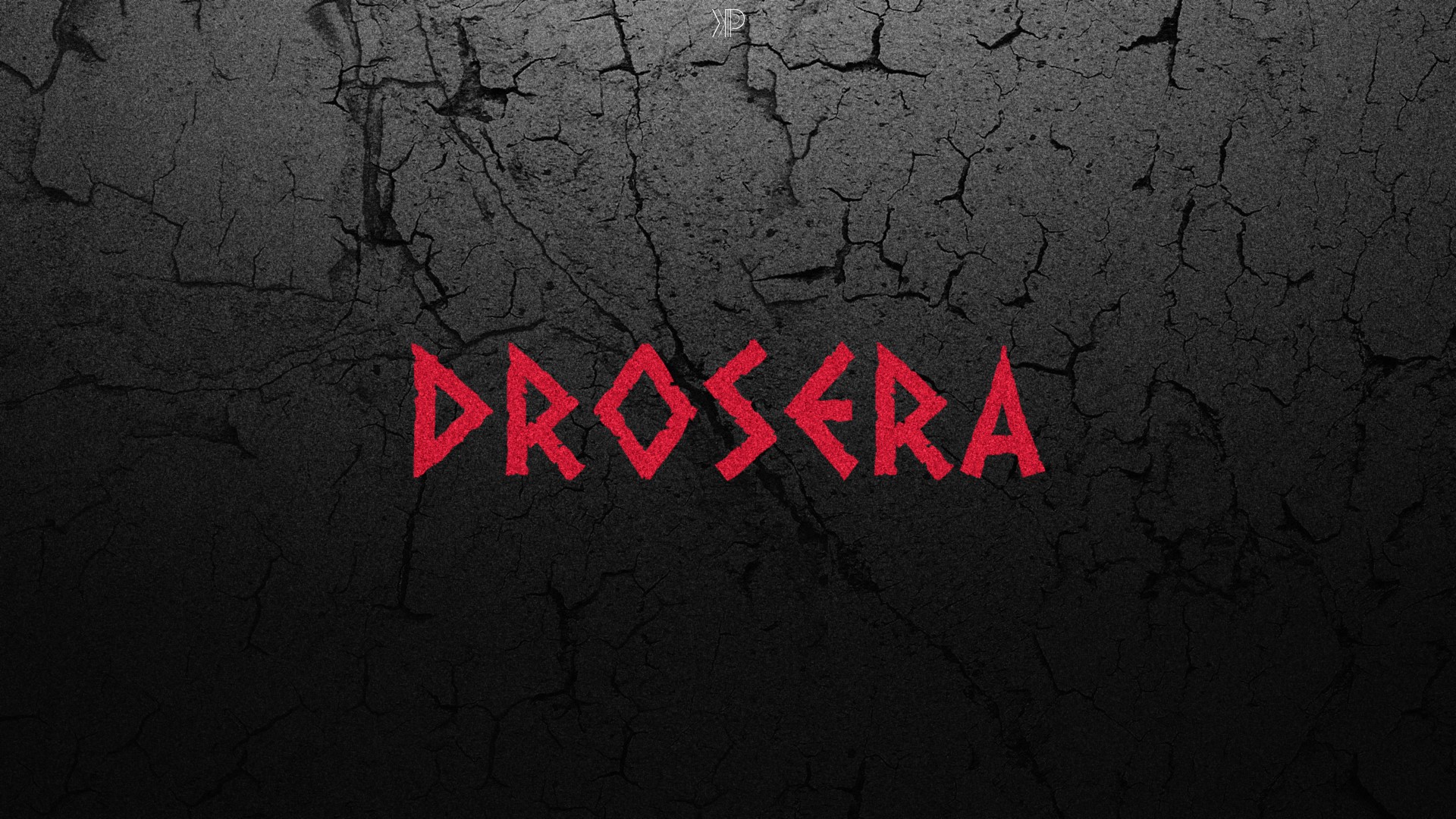 Drosera typography on a cracked black background HD Wallpaper