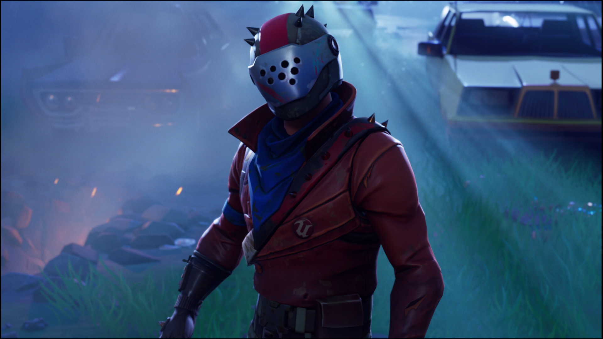 Fortnite character with Unreal Engine logo HD Wallpaper
