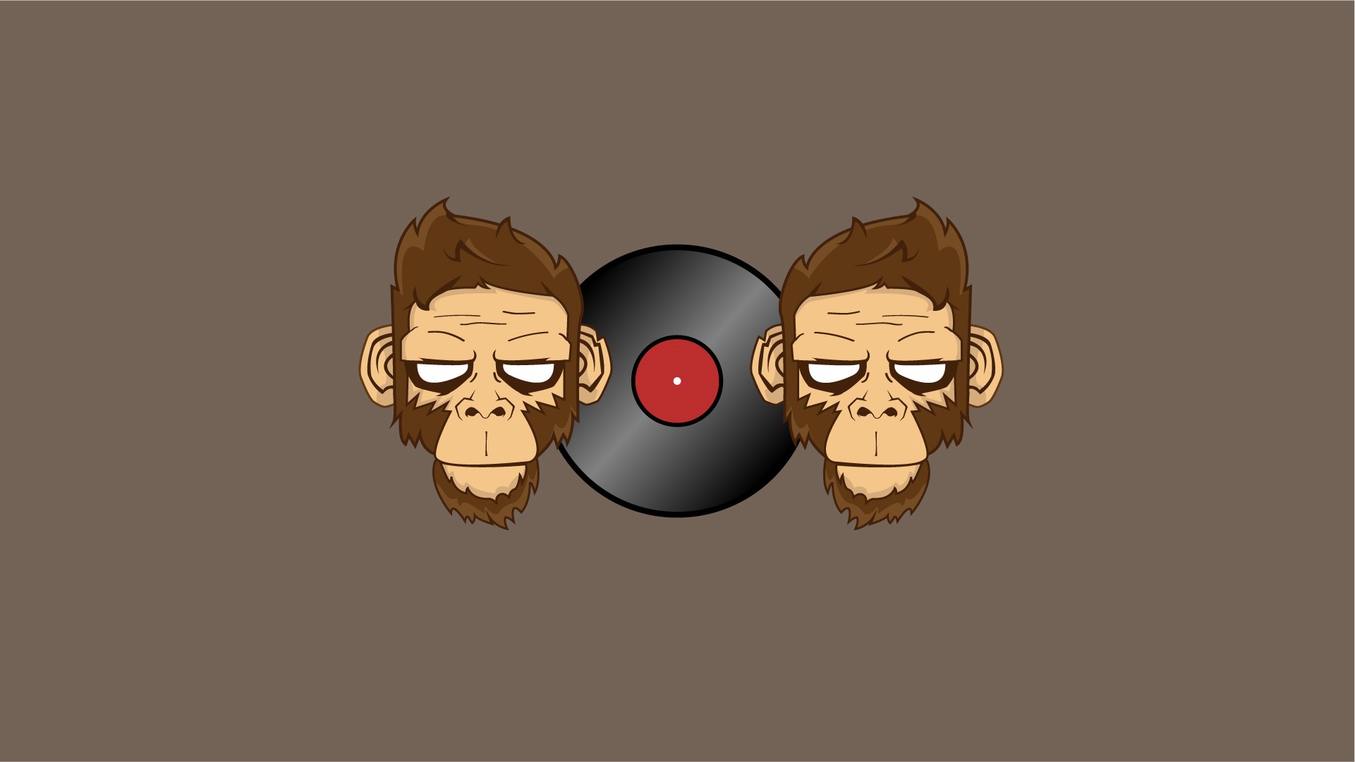 Two monkeys and a vinyl record HD Wallpaper