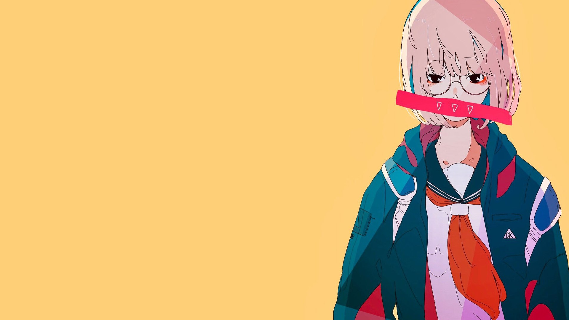 Anime girl with pink hair and glasses HD Wallpaper